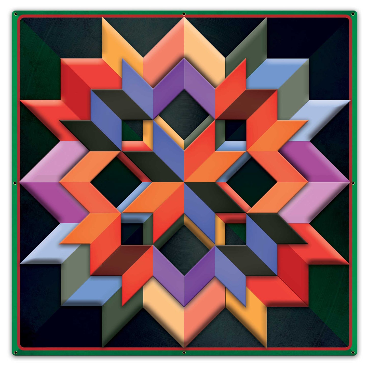 Box Pattern Green Dark Bkgd