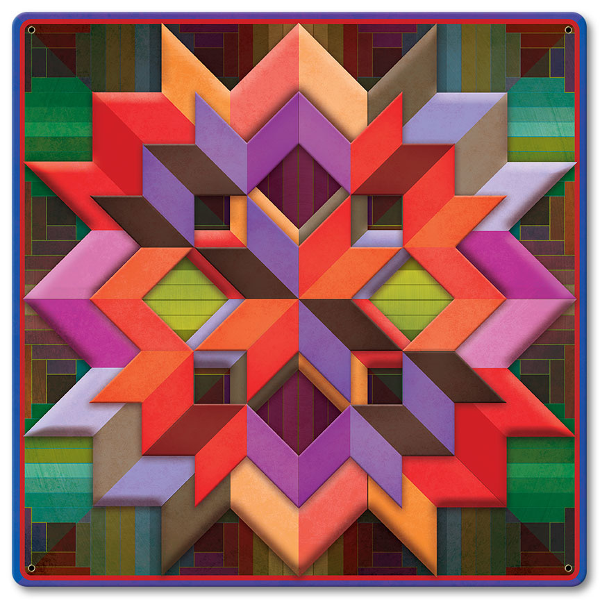 Box Log Cabin Blue Border