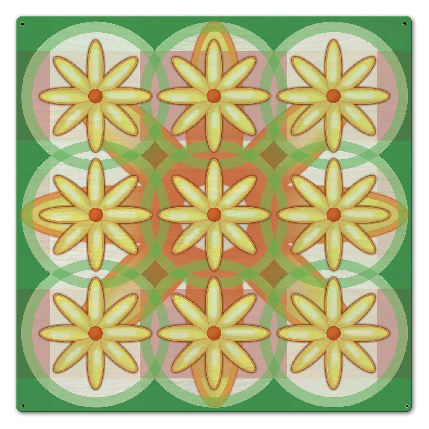 Nine Flowers Quilt 24 x 24 Custom Shape