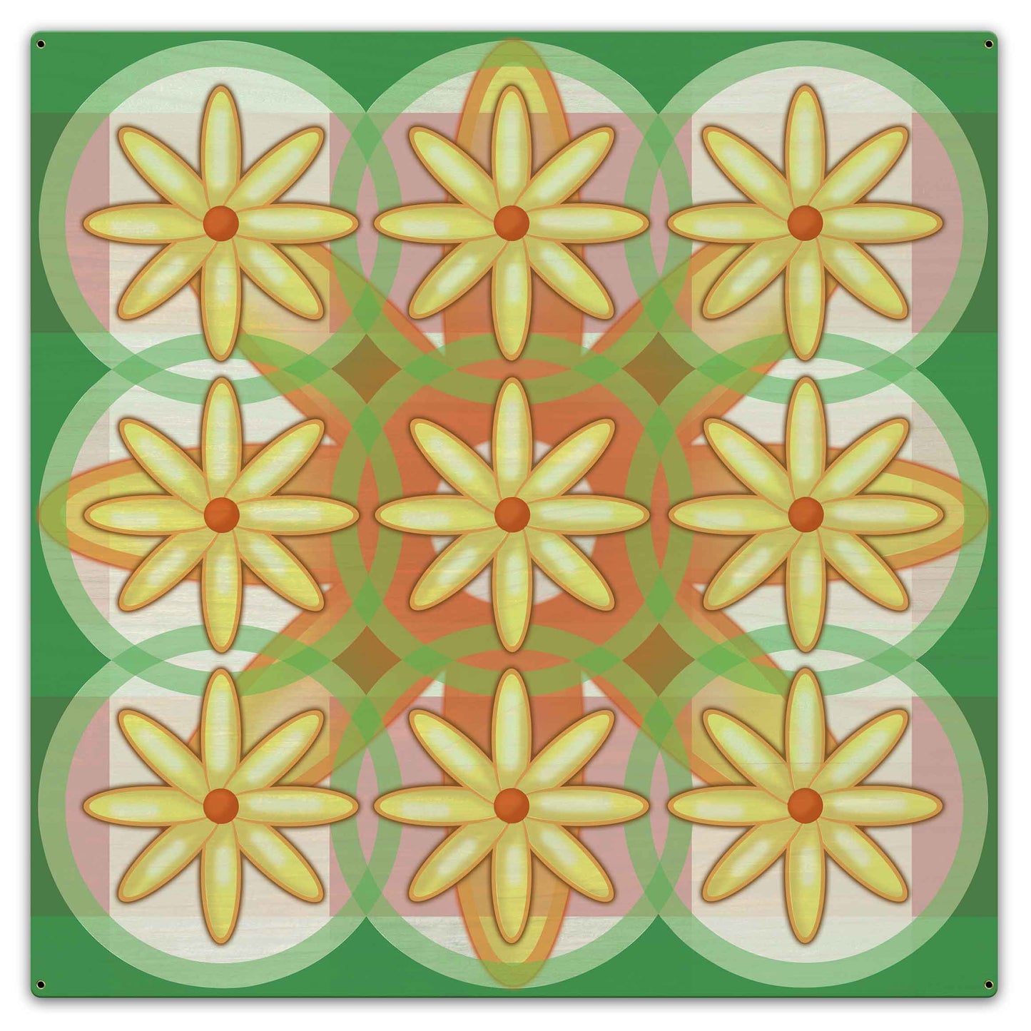 Nine Flowers Quilt 36 x 36 Custom Shape