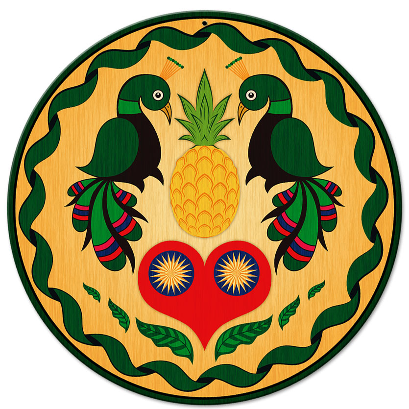 Peacocks and Heart Hex Sign 14 x 14 Round