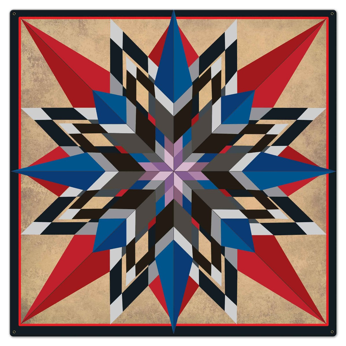 16 Point Star Red Blue 42 x 42 Custom Shape