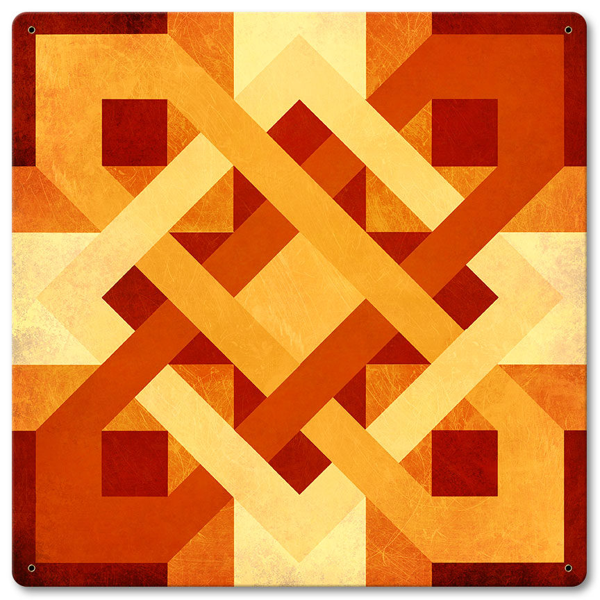 Barn Quilt Orange Yellow 12 x 12 Satin