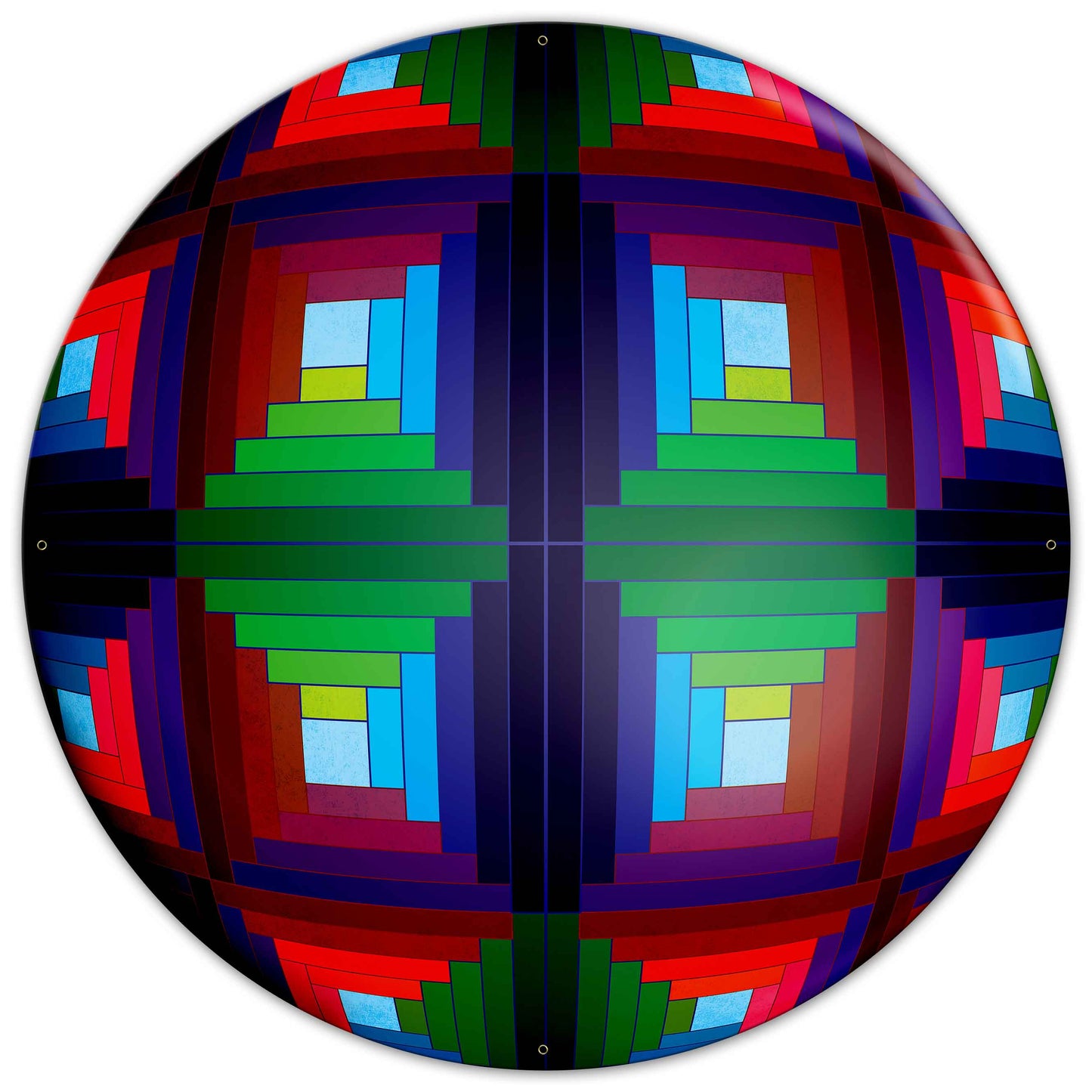 Log Cabin Quilt Sphere 36 x 36 Custom Shape