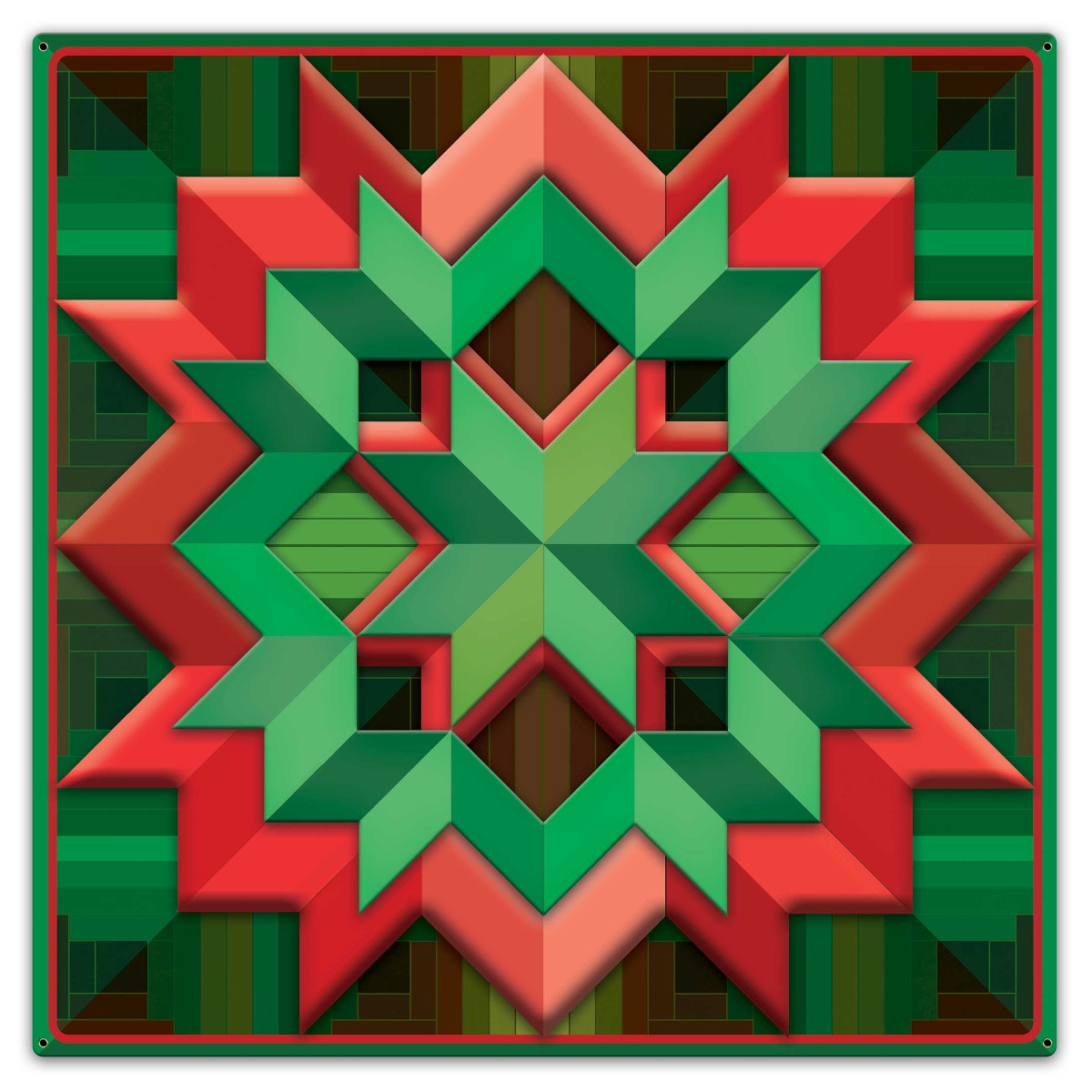 Christmas Colored Box Quilt 36 x 36 Custom Shape