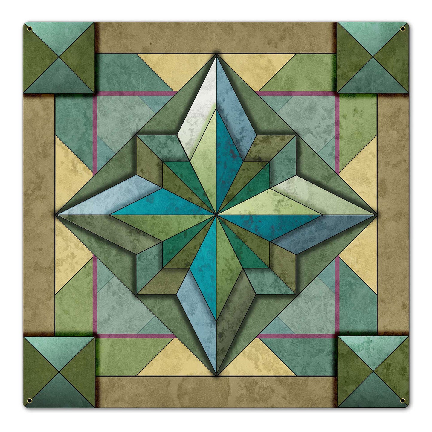 8 Point Quilt Earthtones Light 24 x 24 Custom Shape