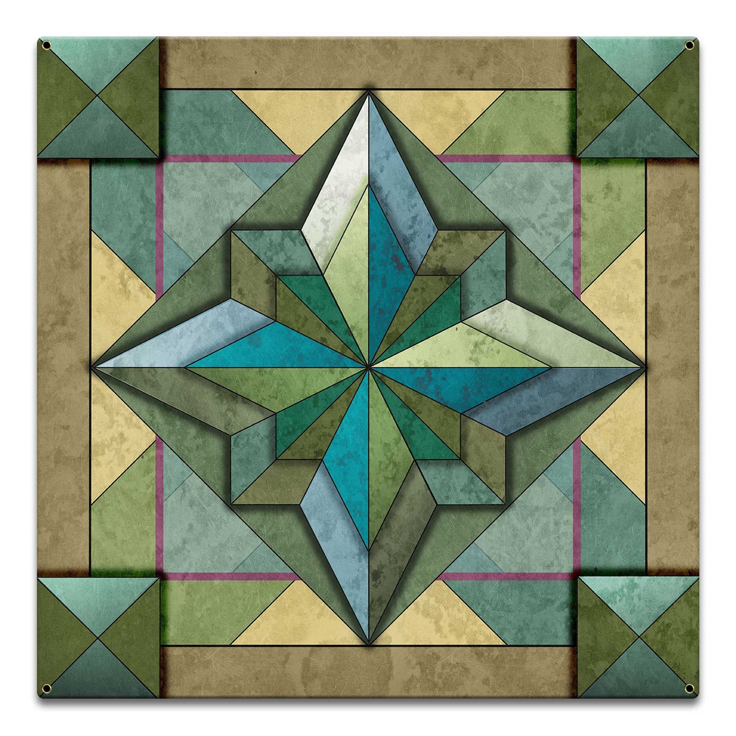 8 Point Quilt Earthtones Light 18 x 18 Custom Shape