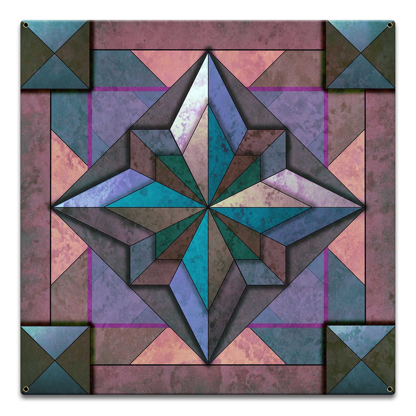 8 Point Quilt Earthtones Dark 18 x 18 Custom Shape
