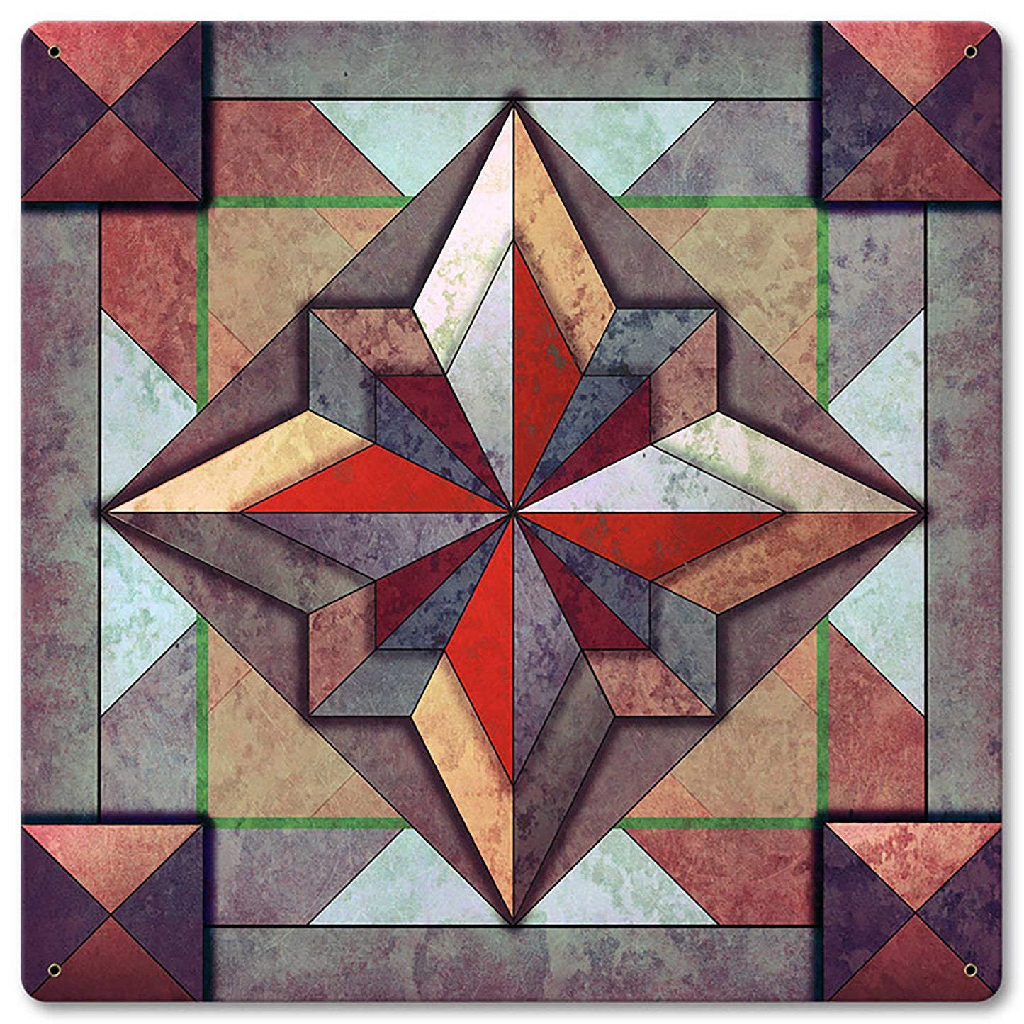 8 Point Quilt Earthtones Red-Brown 12 x 12 Satin