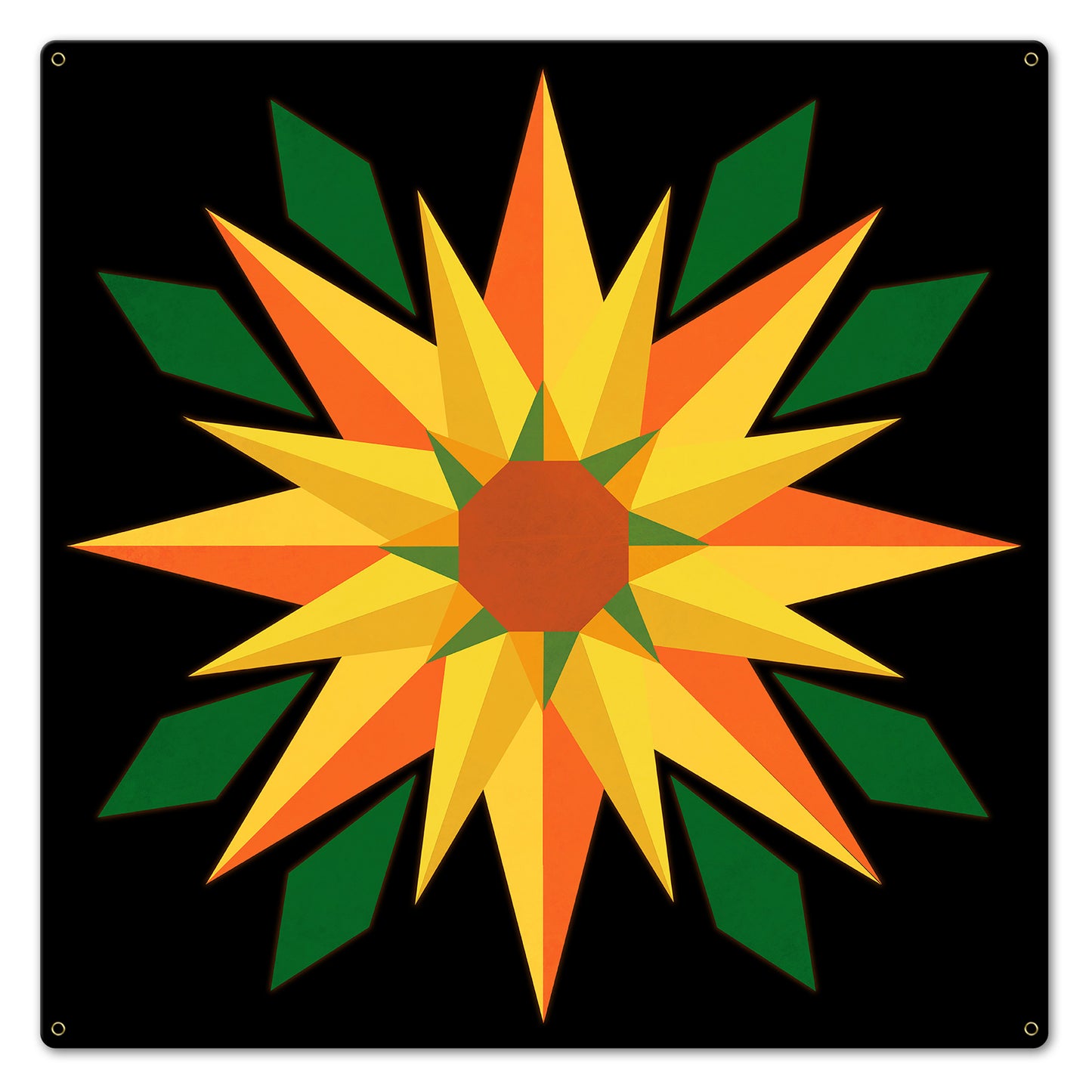 Sunflower Orange Black Background 24 X 24 vintage metal sign