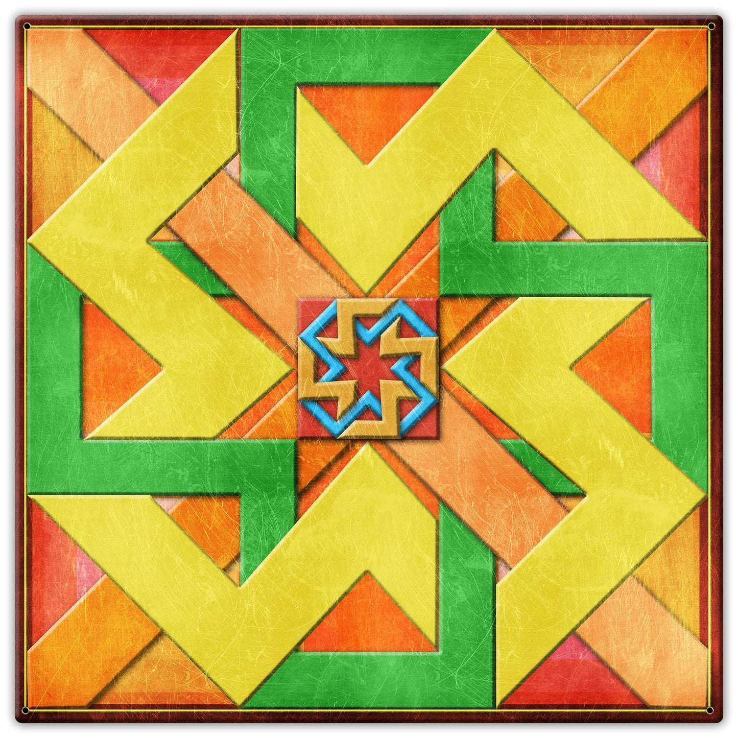 Box New Design Orange Green Yellow 24 X 24 vintage metal sign