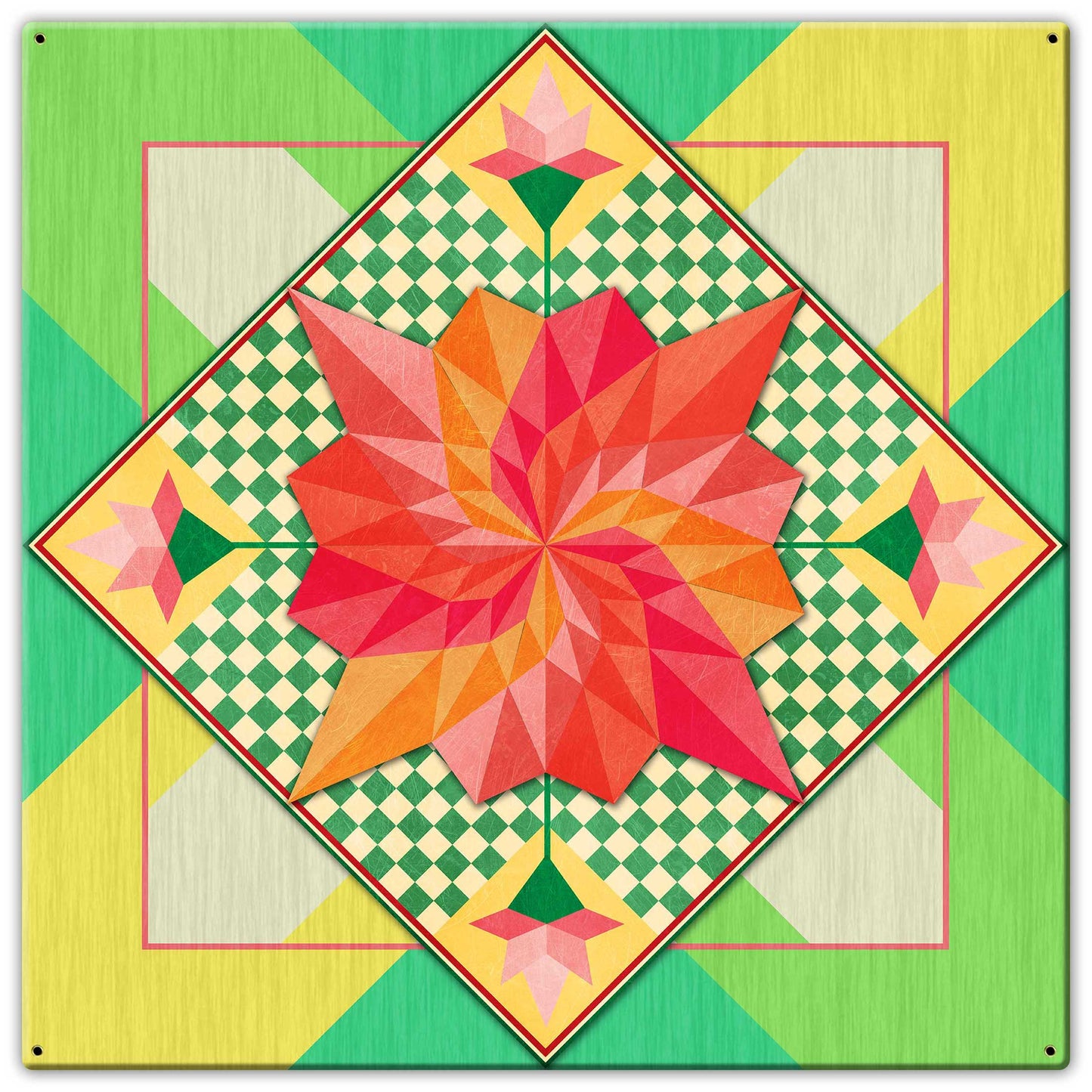 Spring Flowers 30 X 30 vintage metal sign