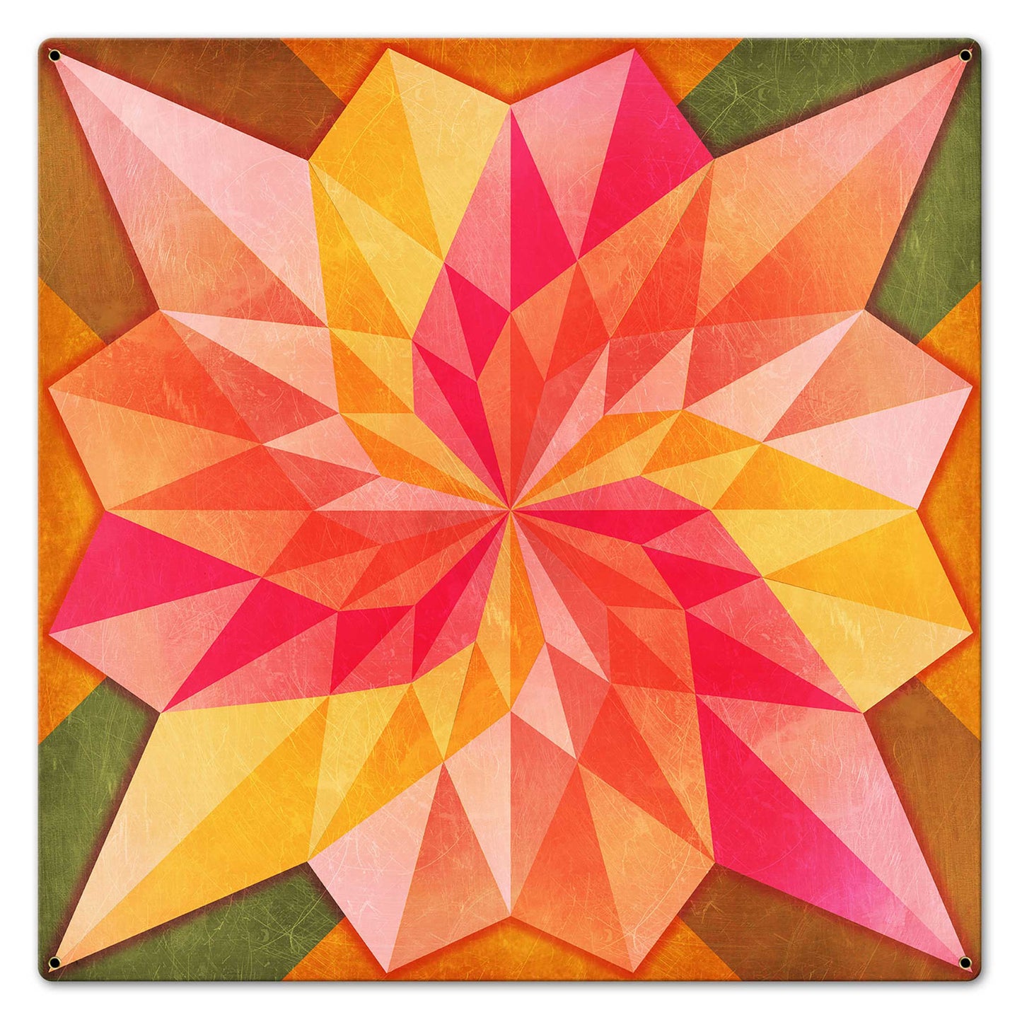 Rose Dahila Quilt 24 X 24 vintage metal sign