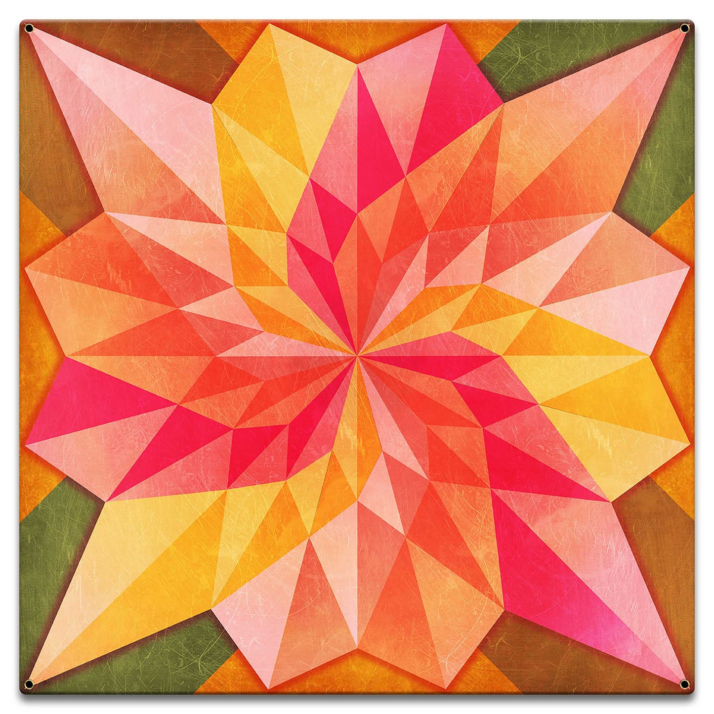 Rose Dahila Quilt 18 X 18 vintage metal sign