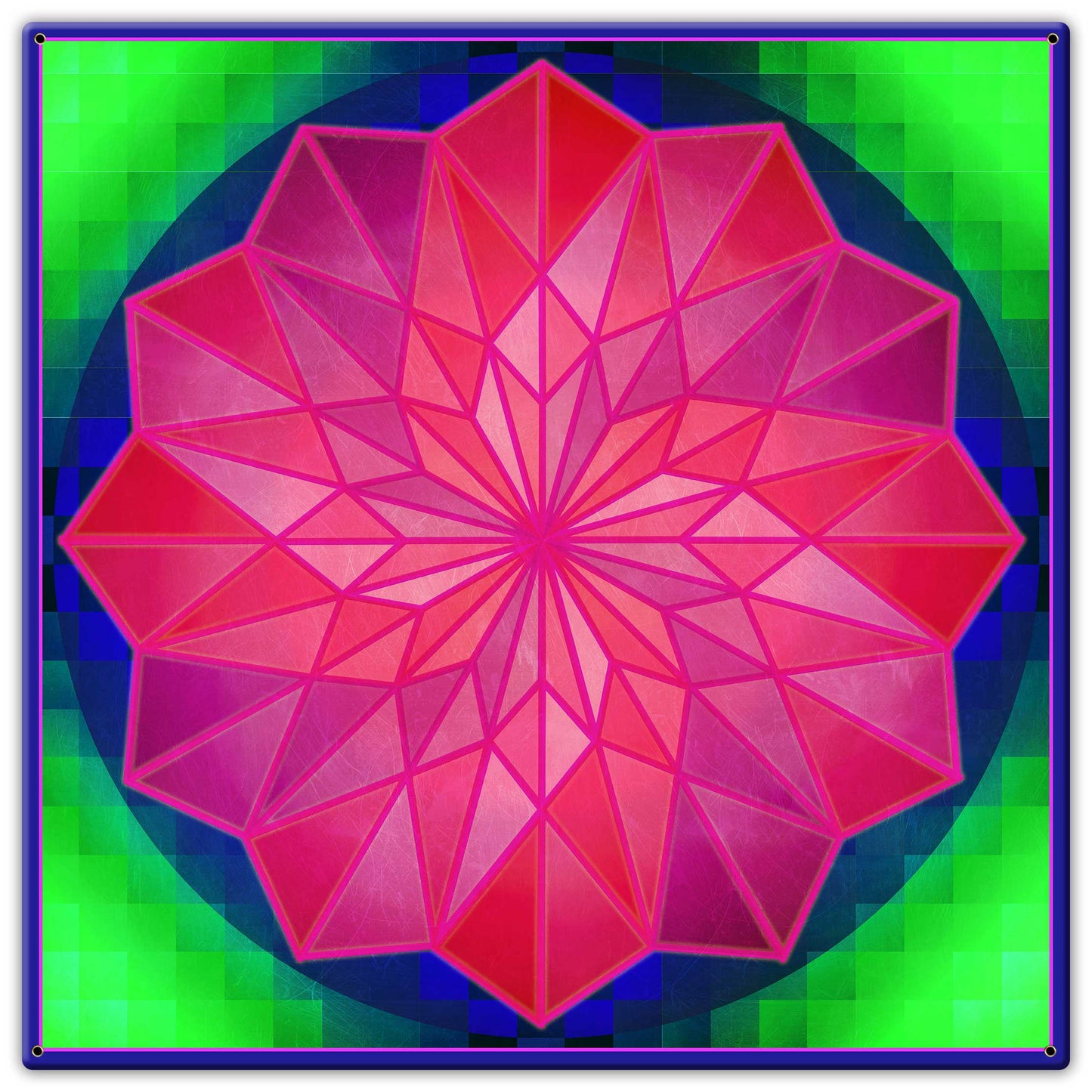 Rose Dahilia Blue Border 30 X 30 vintage metal sign