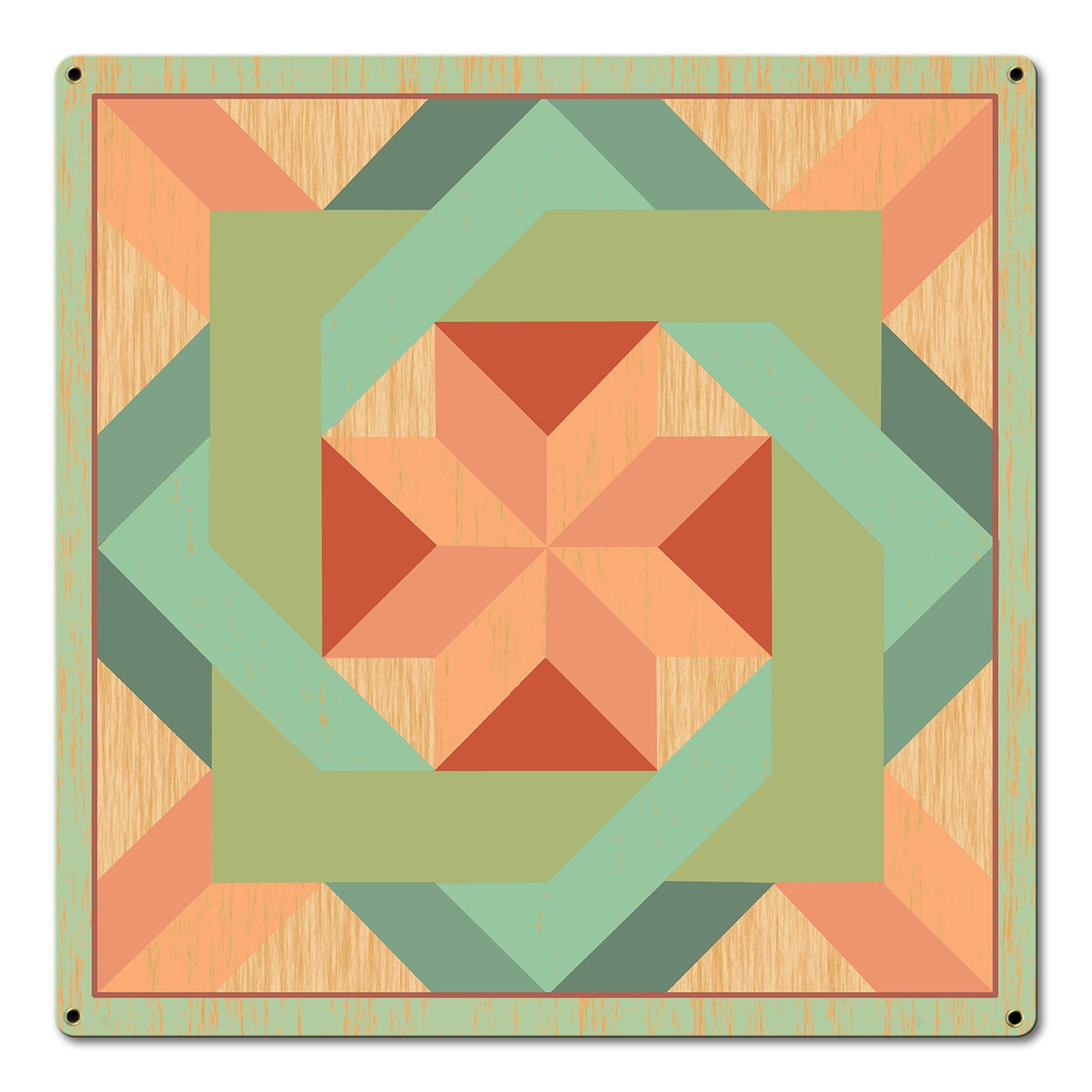 Box in Box Quilt Green 18 X 18 vintage metal sign