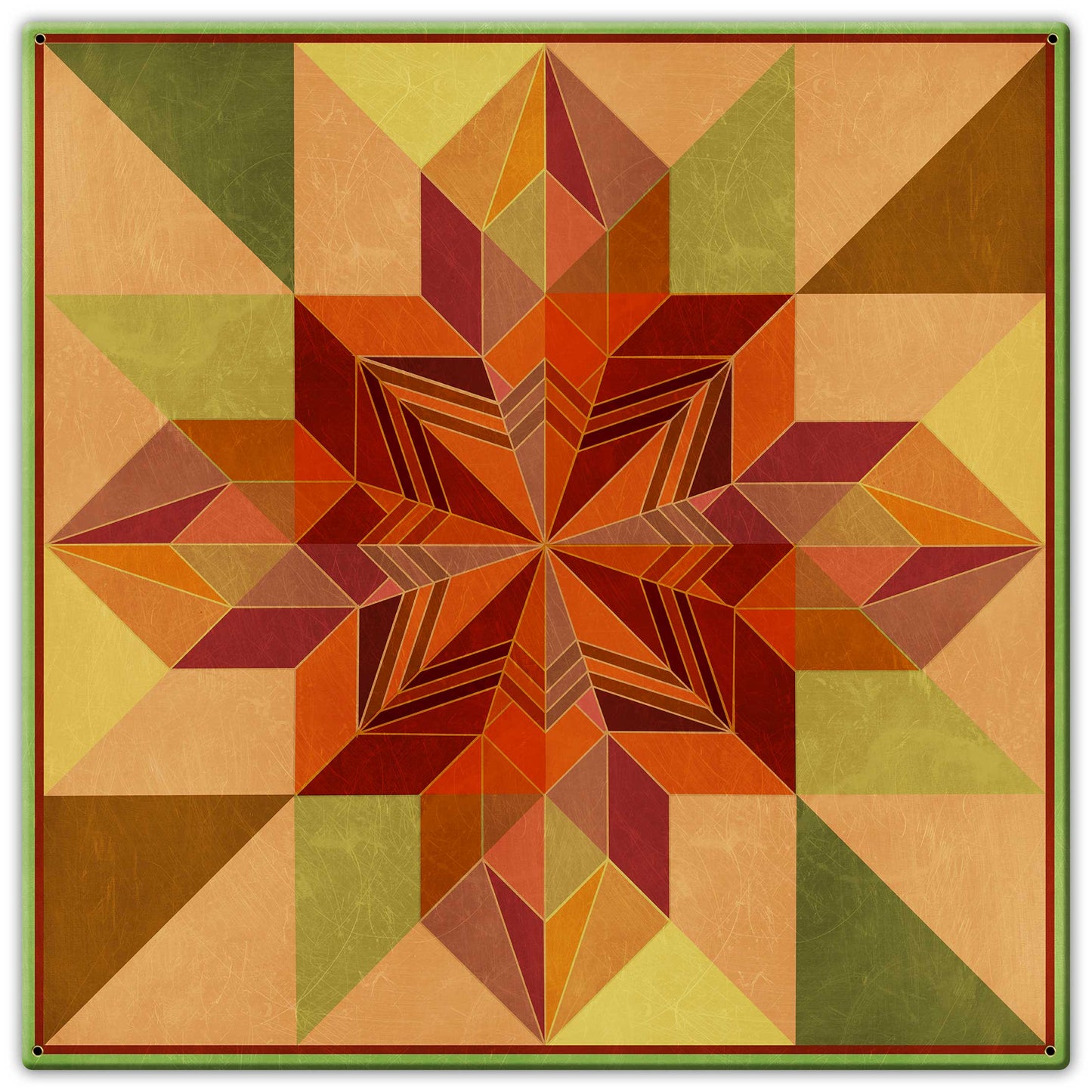 Earth Tones Patchwork Quilt 30 X 30 vintage metal sign