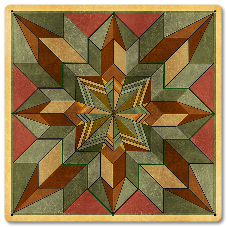 Box Pattern Desert Tone 12 X 12 vintage metal sign