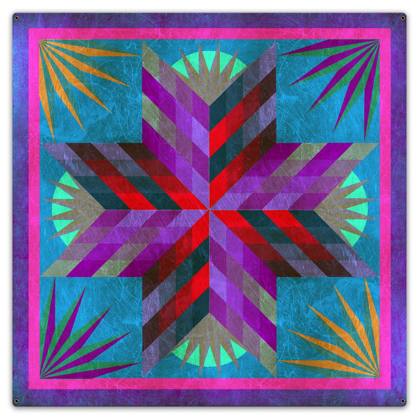 Summer Solstice Quilt 36 X 36 vintage metal sign