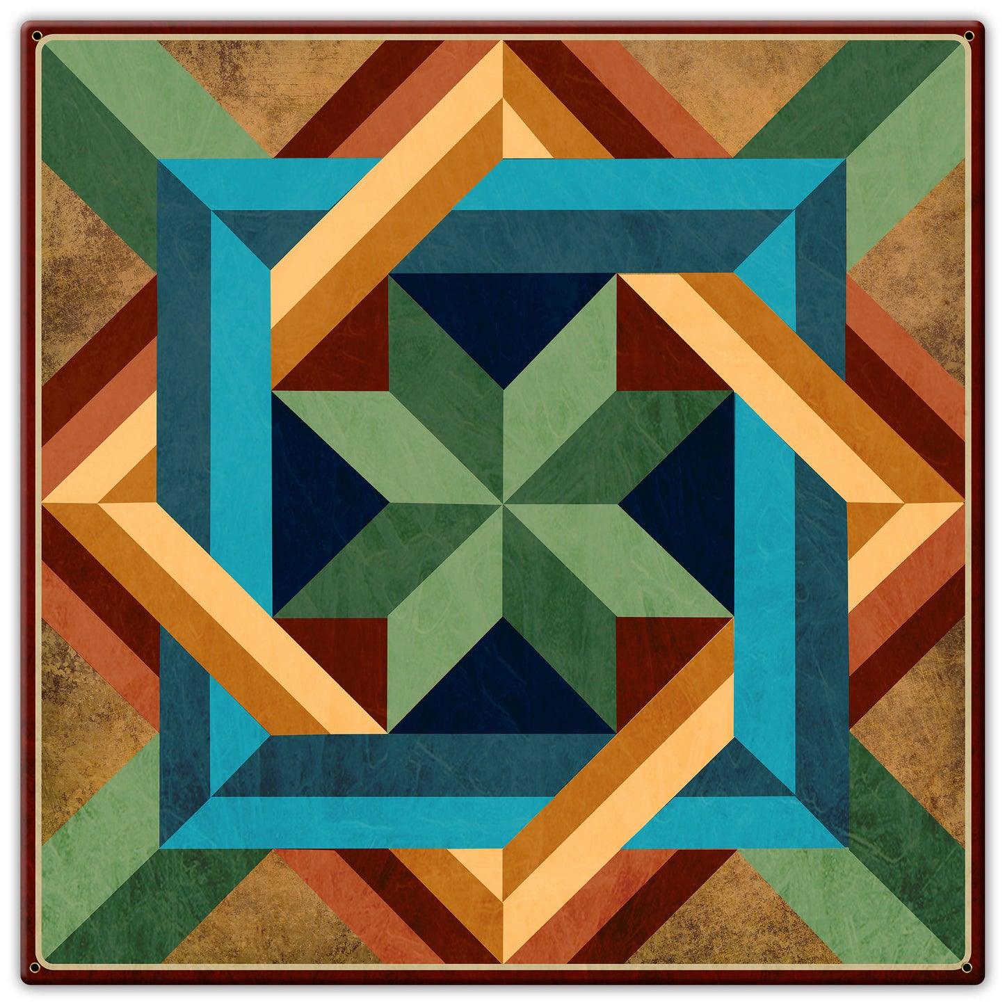 Box In Box Dark Earth Metal Sign 30in X 30in