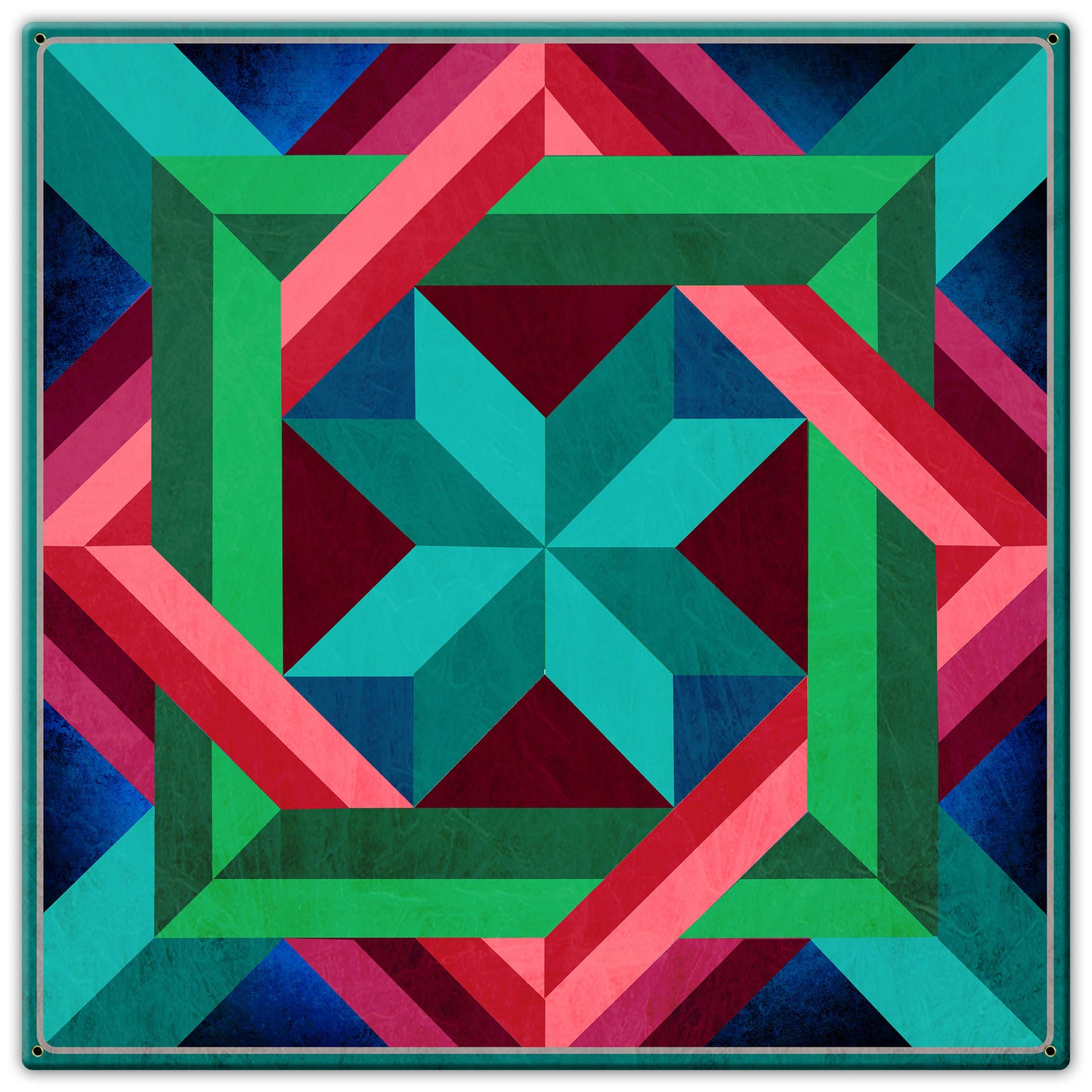 Box In Box Aqua Magenta Metal Sign 30in X 30in