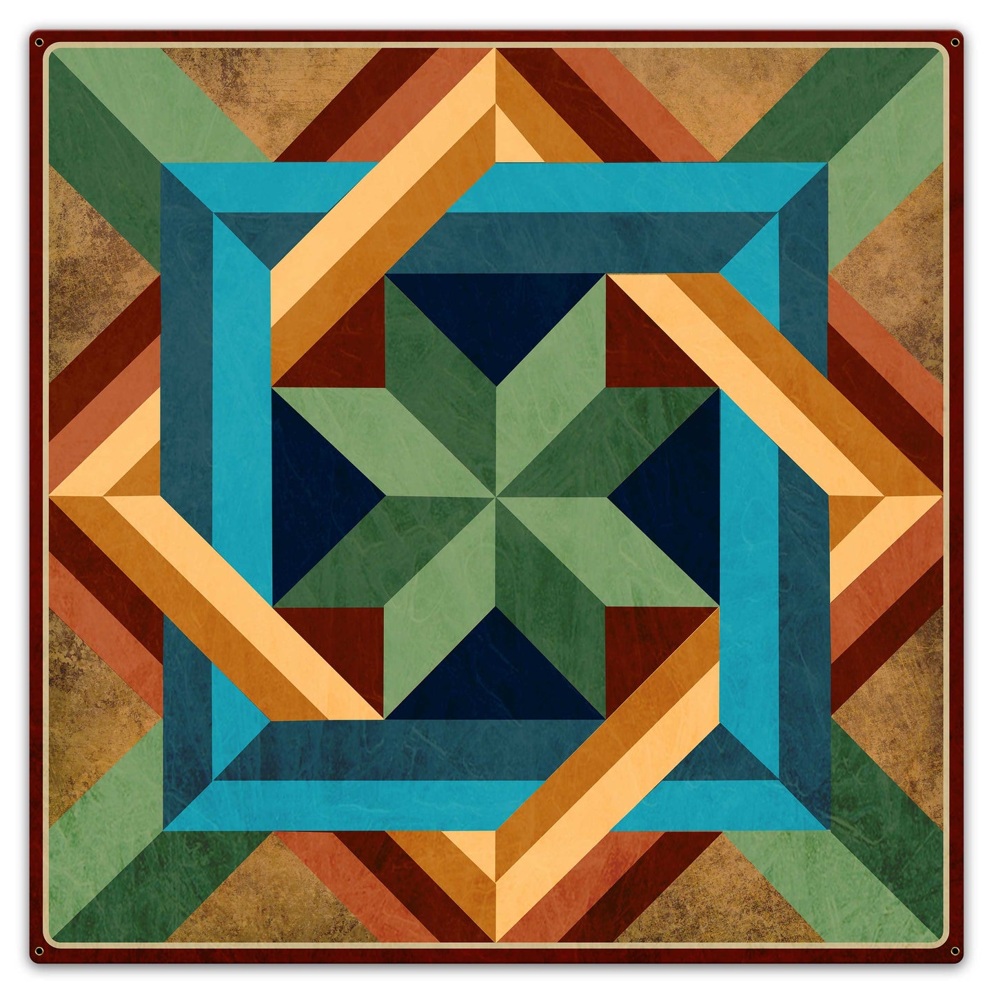 Box In Box Dark Earth Metal Sign 36in X 36in