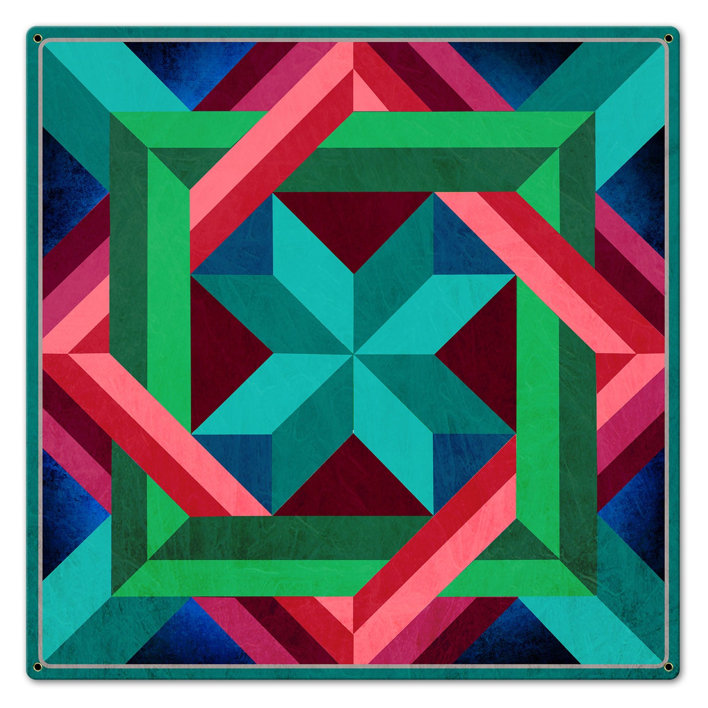 Box N Box Aqua Magenta Metal Sign 24in X 24in