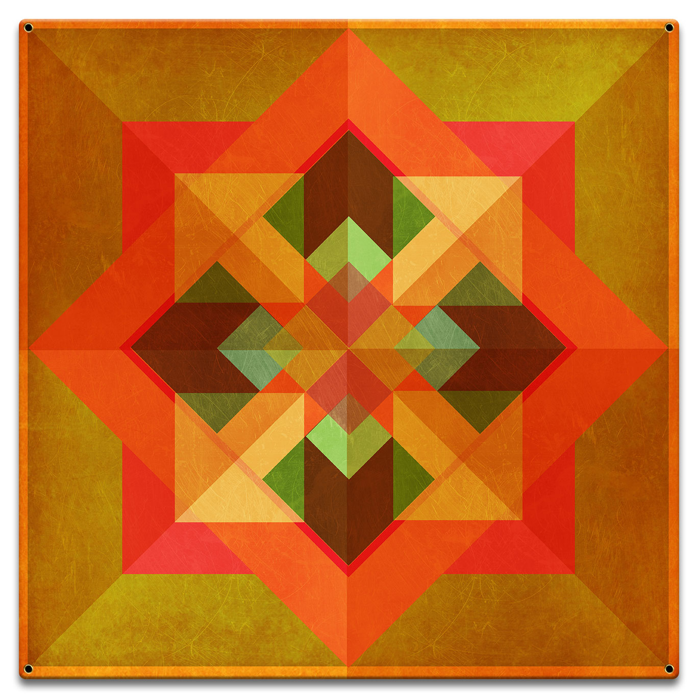 Squares N Arrows Orange Metal Sign 18in X 18in