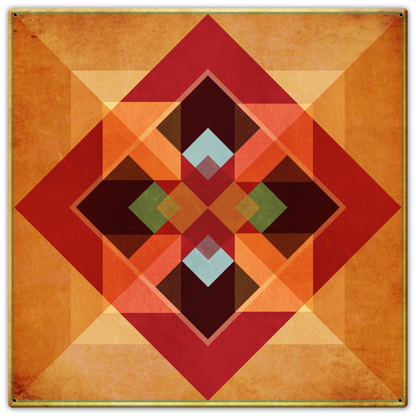 Squares and Arrows Earth tones Metal Sign 30in X 30in