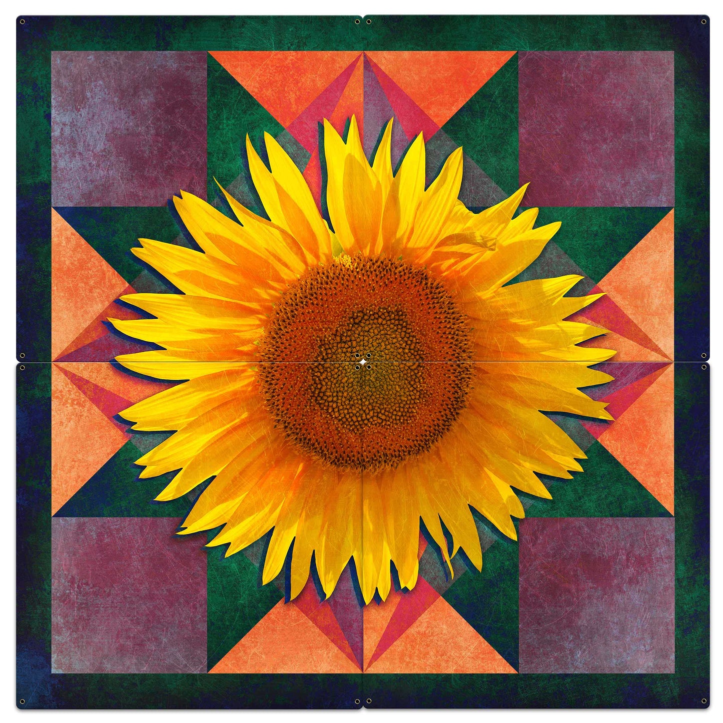 Sunflower Four Corners 4pcs Metal Sign 42in X 42in