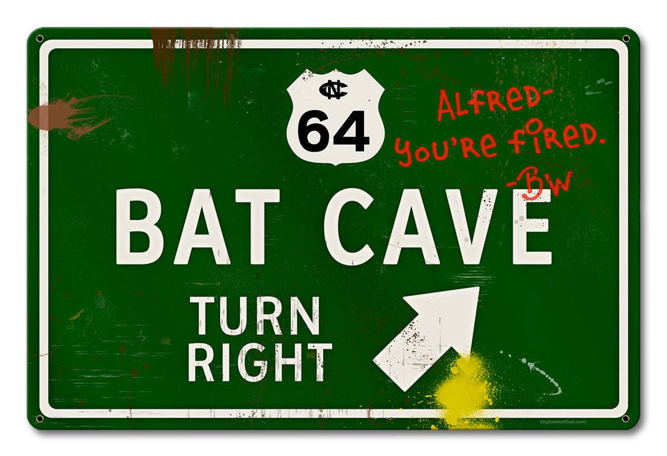 Bat Cave Grunge Road Sign