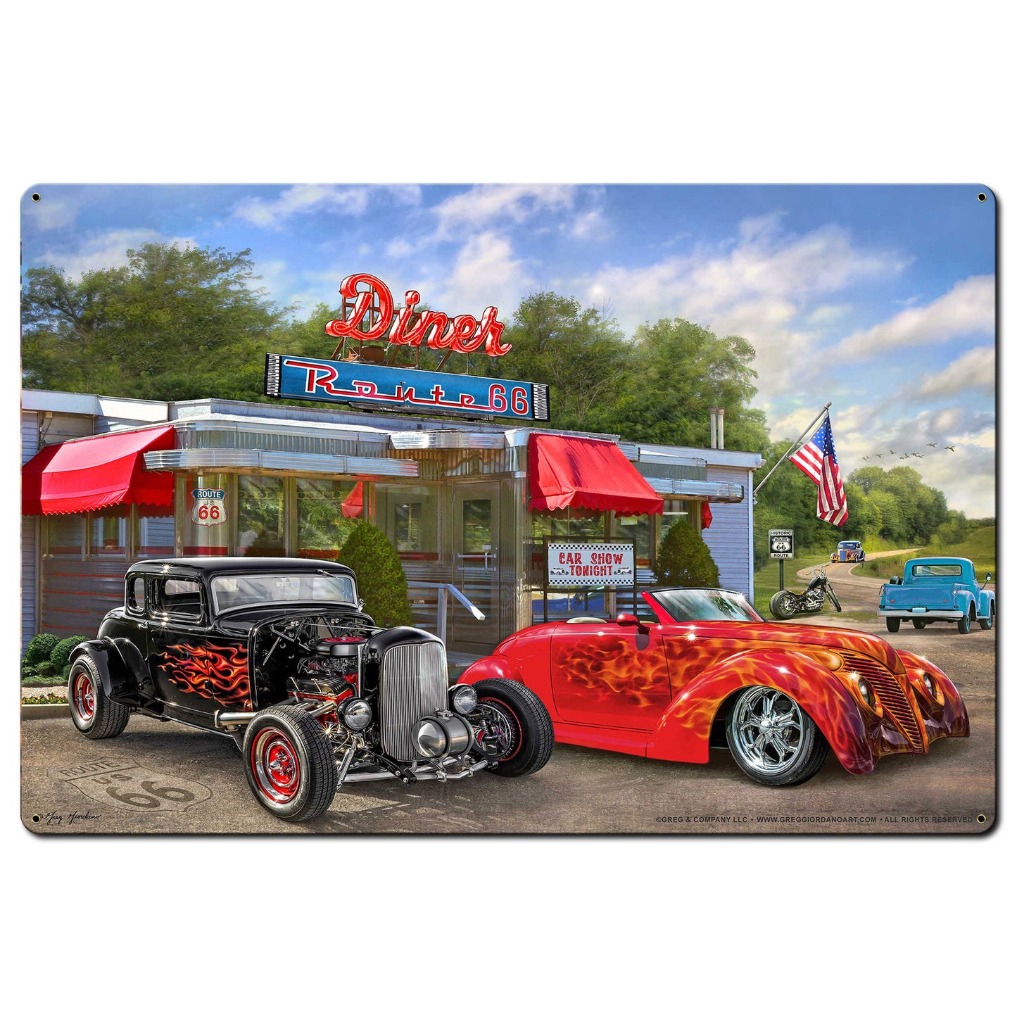Nostalgic America Diner Metal Sign 36in X24in