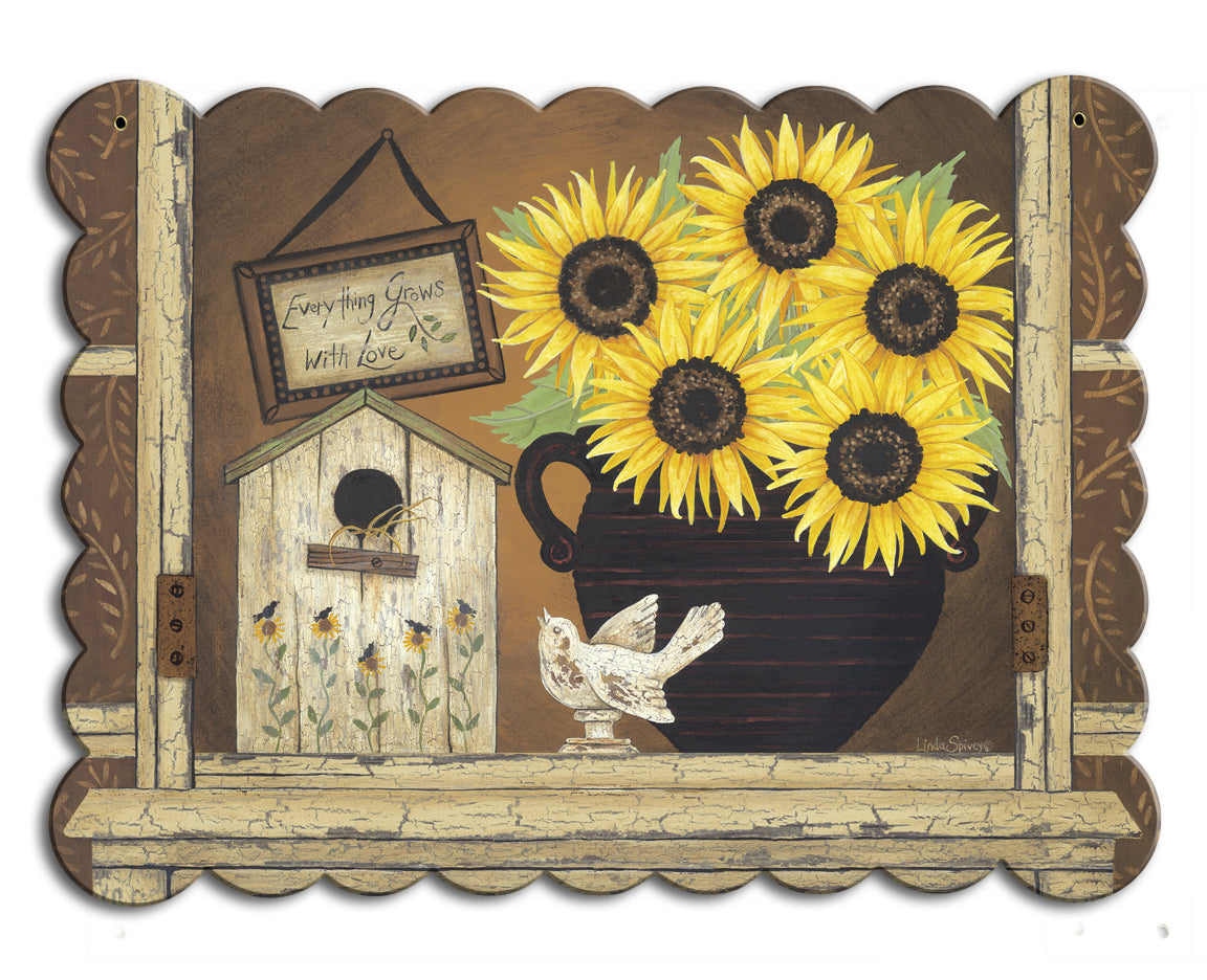 Grows With Love Vintage Sign