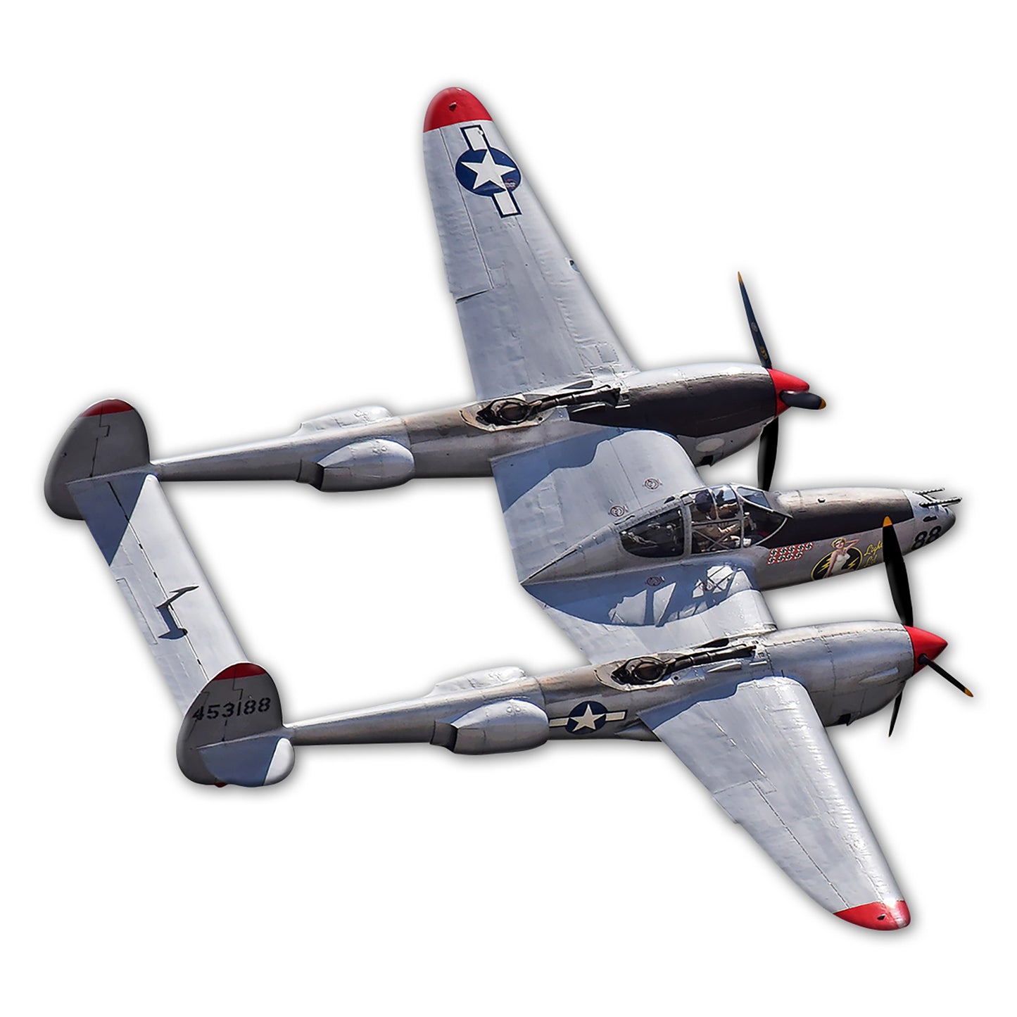 P-38 Lighting Cut out 16 X 14 vintage metal sign