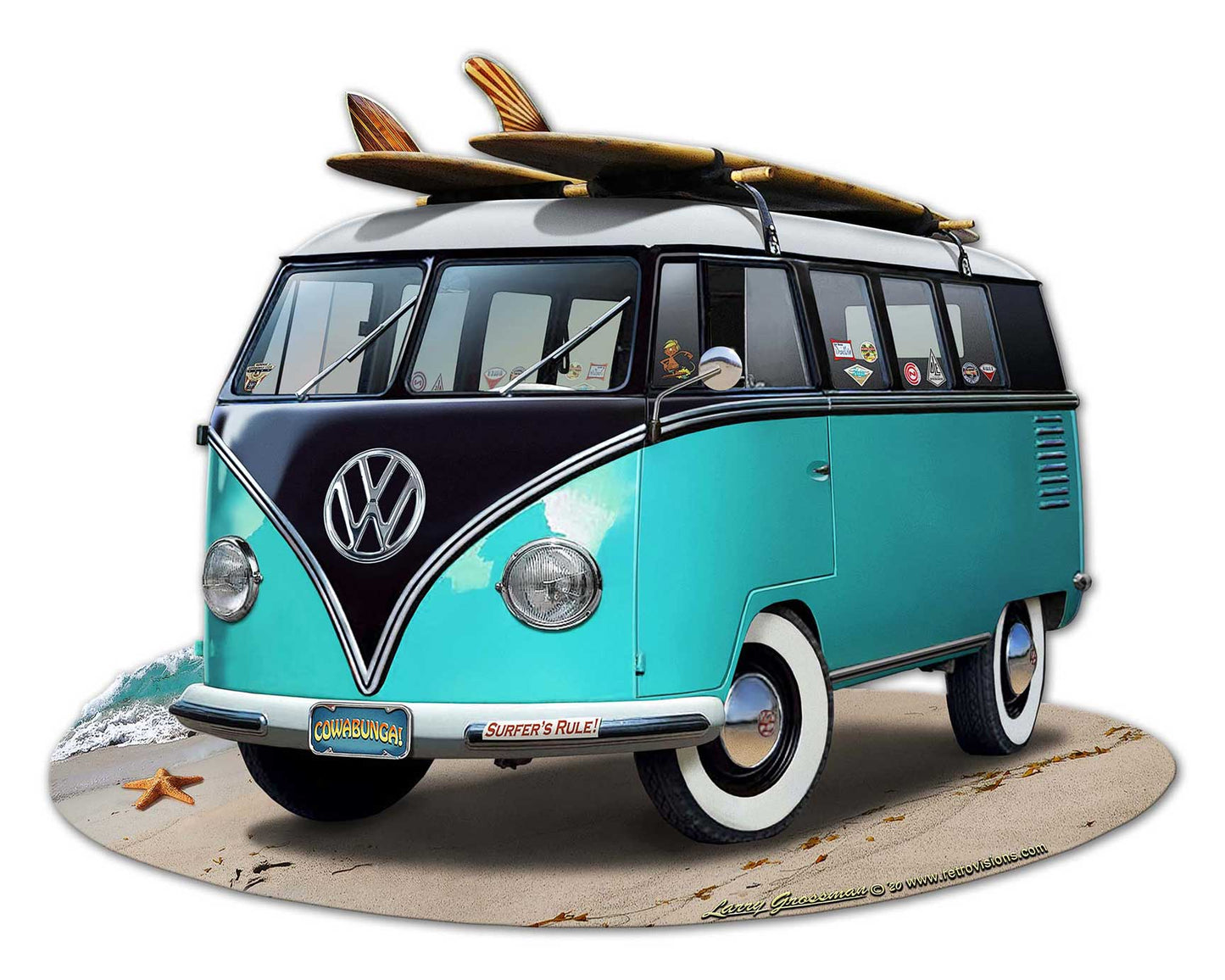 VW Bus Cut Out Turquoise
