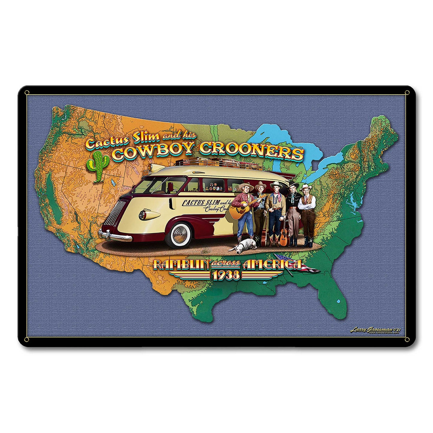 CACTUS SLIM BUS MAP 18 x 12 Satin