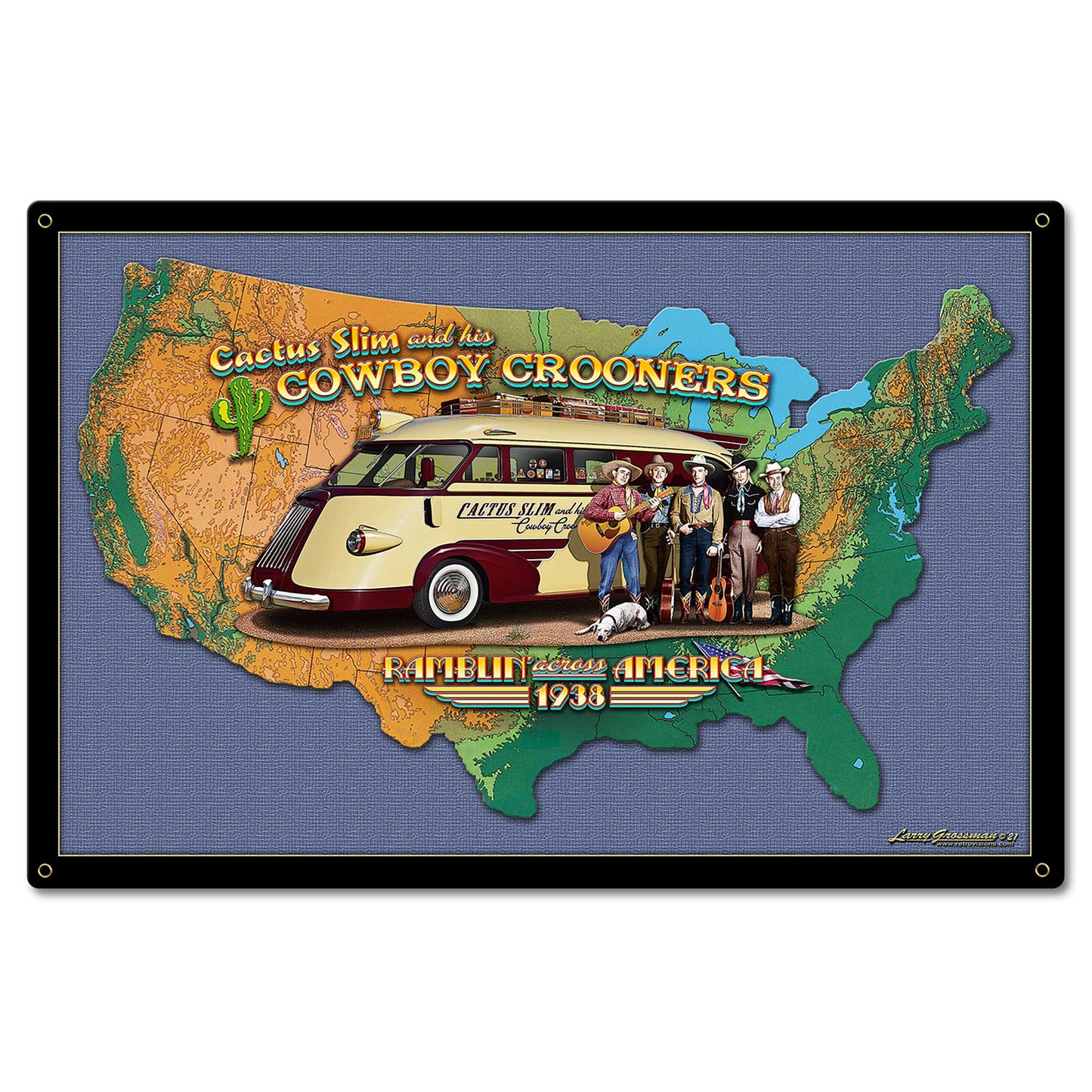 CACTUS SLIM BUS MAP 24 x 16 Satin