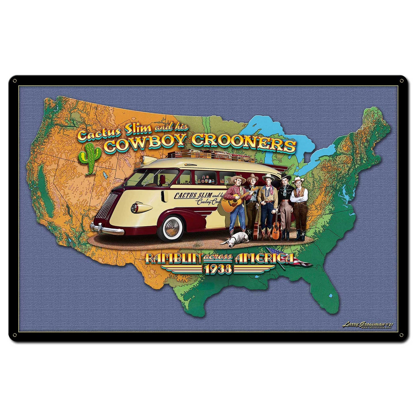 CACTUS SLIM BUS MAP 36 x 24 Satin