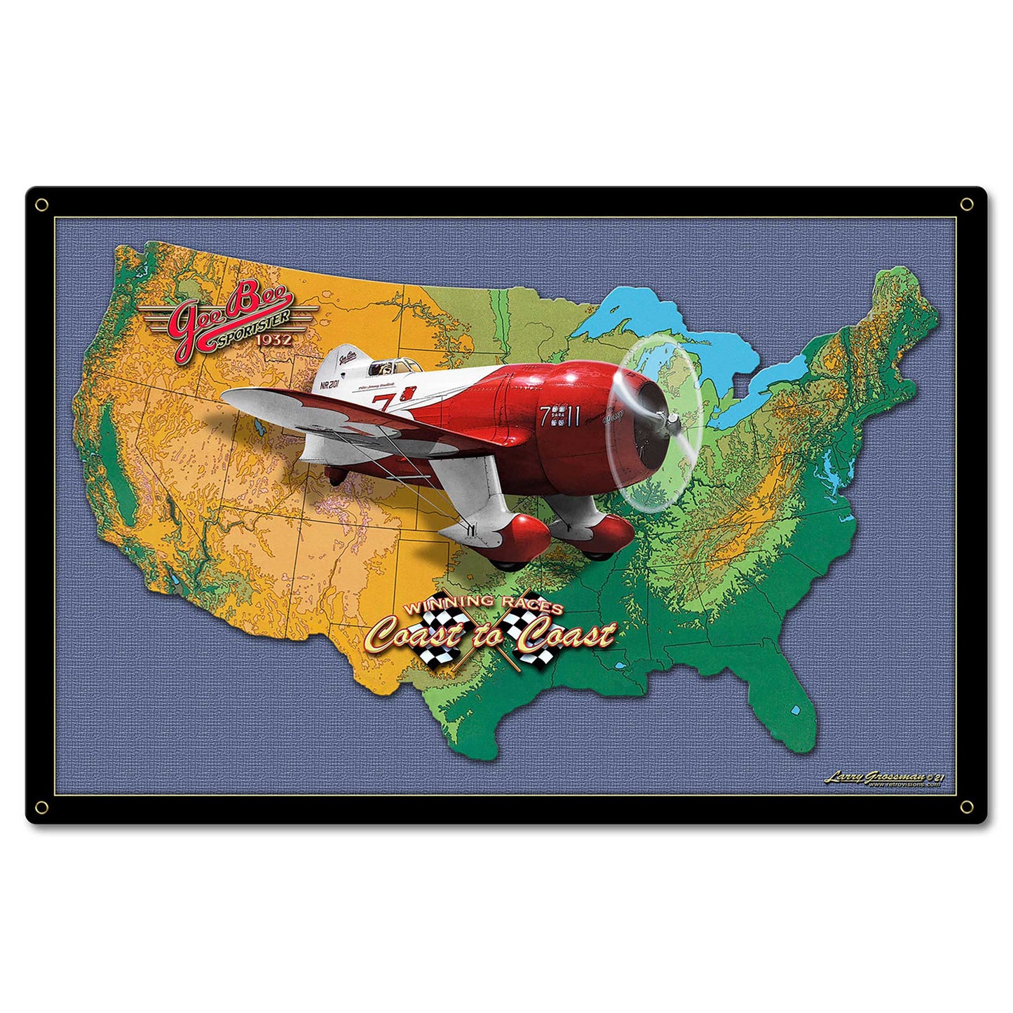 GEE BEE RACER MAP 24 x 16 Satin