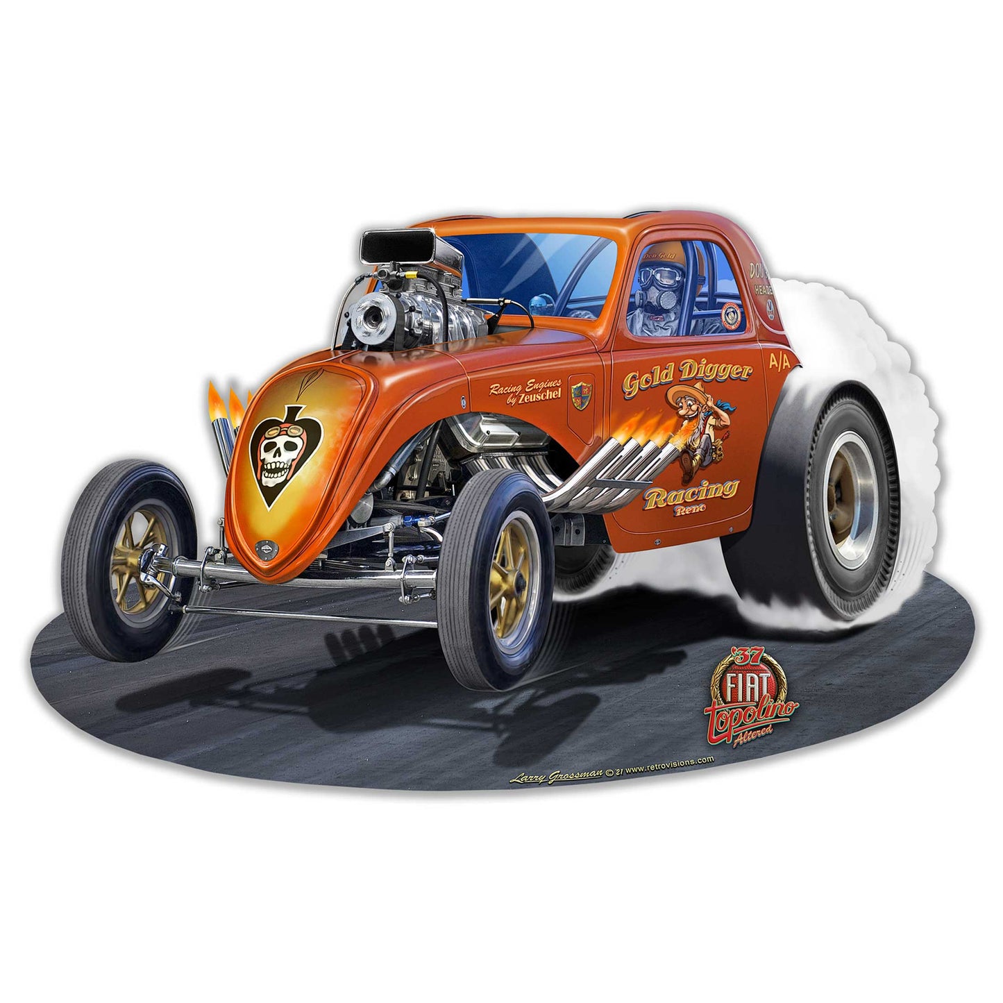 1937 FIAT DRAG CAR 18 x 11 Custom Shape