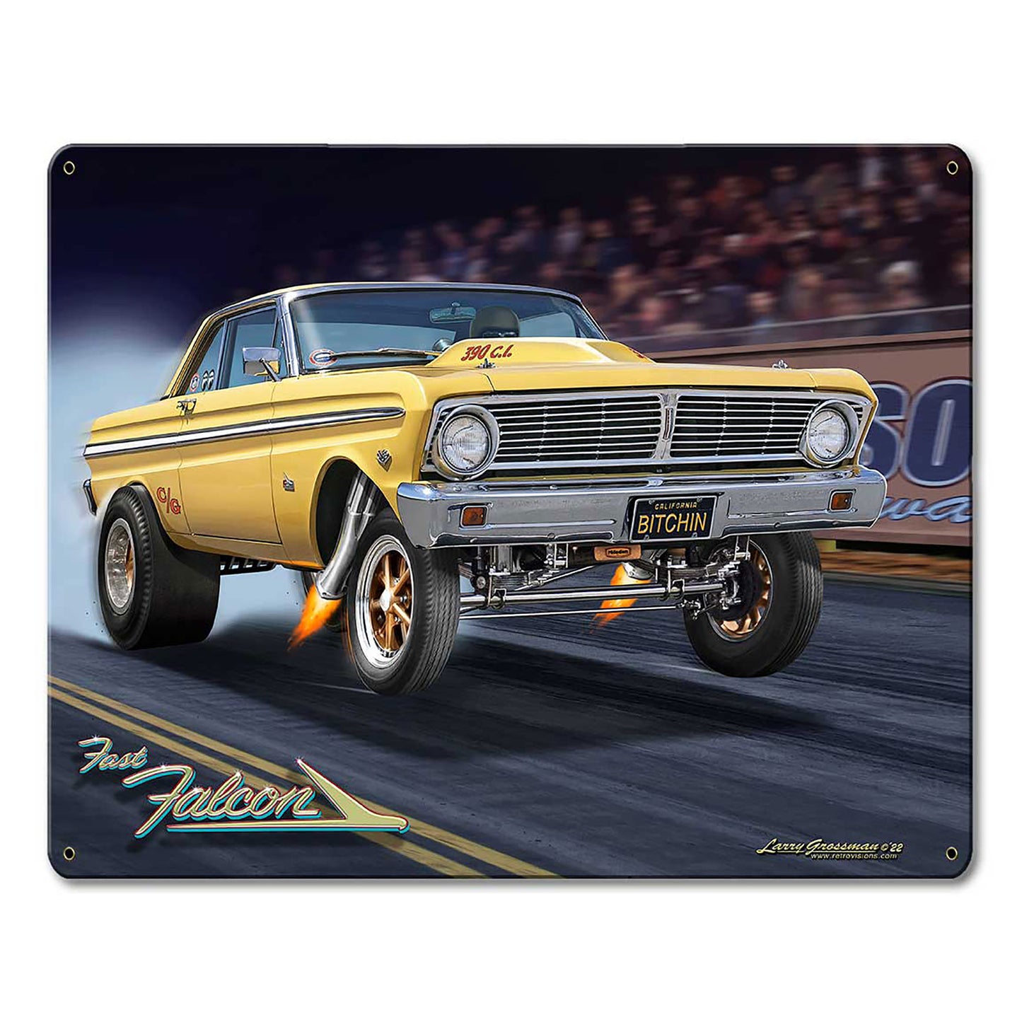 65 Falcon Gasser 15 X 12 vintage metal sign