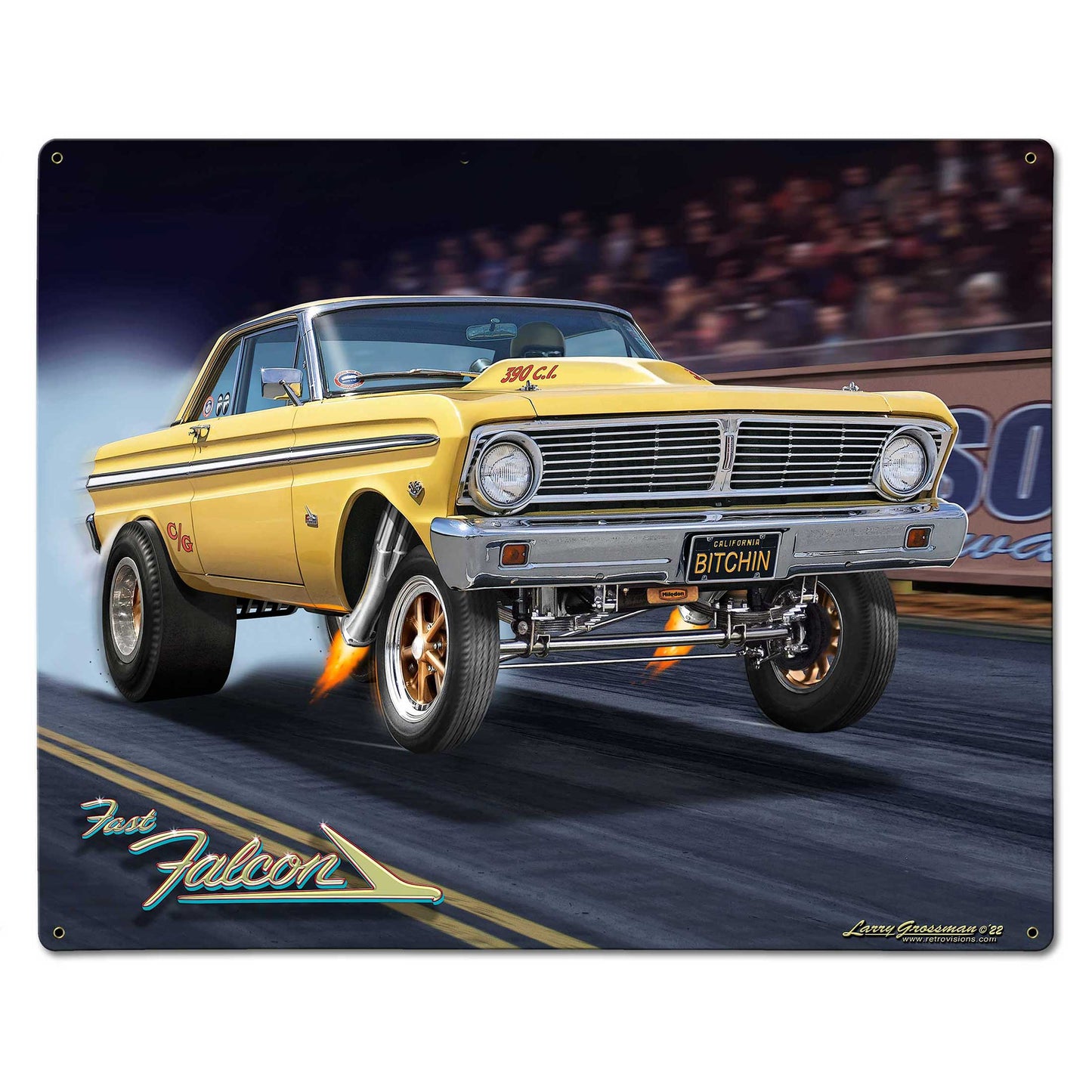 65 Falcon Gasser 30 X 24 vintage metal sign
