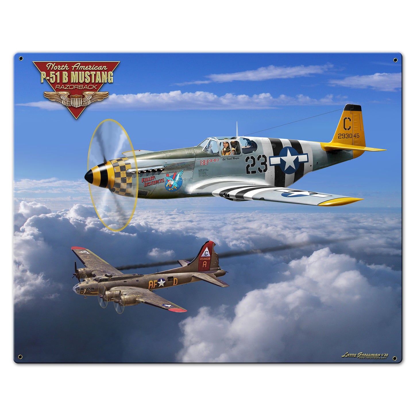 P-51B Mustang Metal Sign 30in X 24in