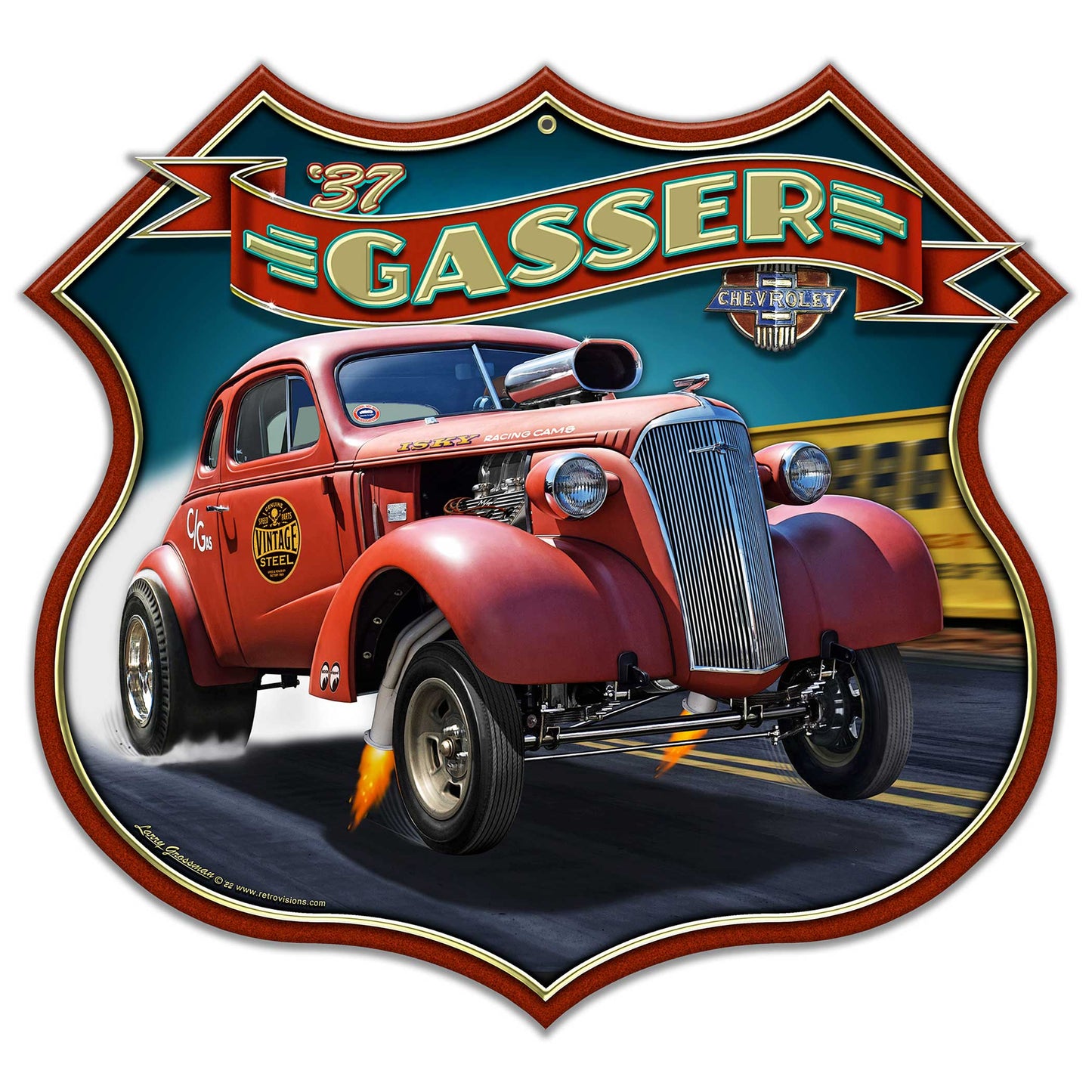 1937 CHEVY GASSER Metal Sign 22in X 21in