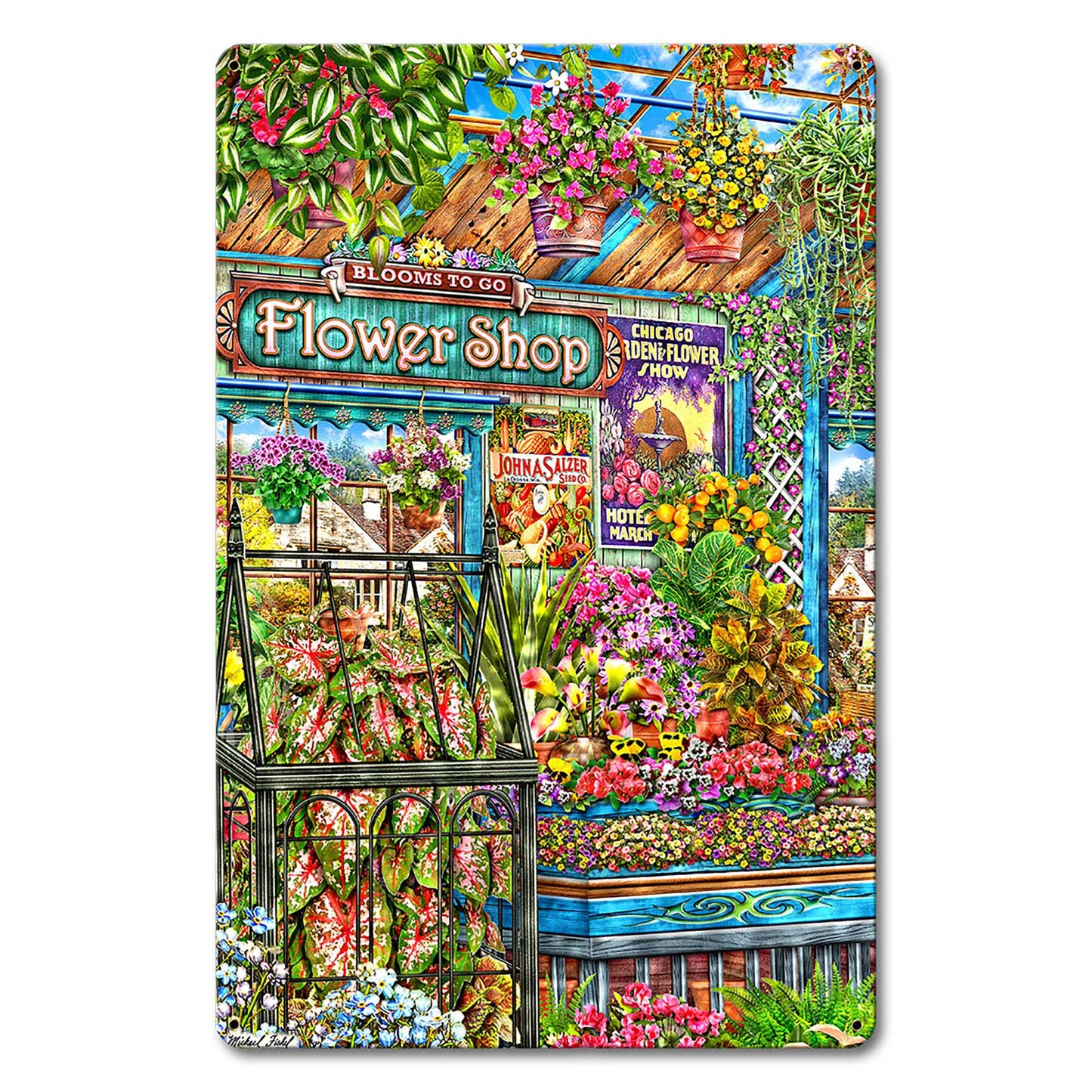 The Flower Shop 12 X 18 vintage metal sign