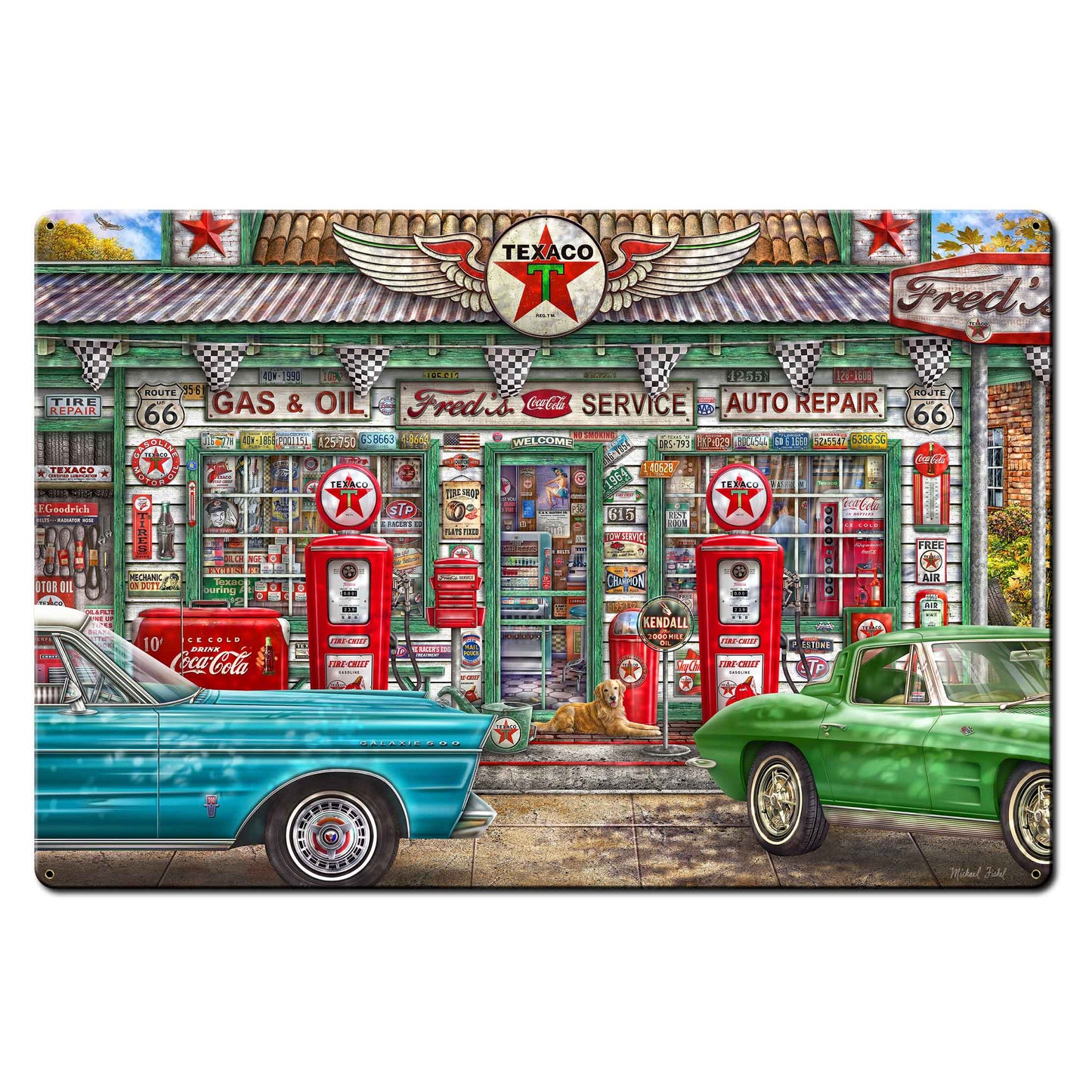 Fred's Service Station 36 X 24 vintage metal sign