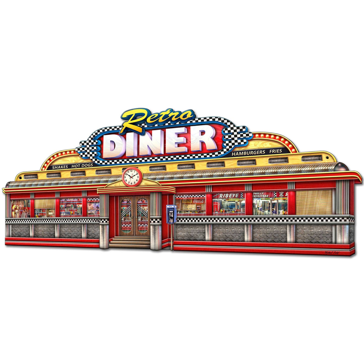 Retro Diner Cut out 36 X 15 vintage metal sign