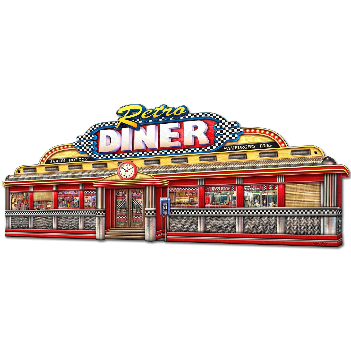 Retro Diner Cut out 24 X 10 vintage metal sign