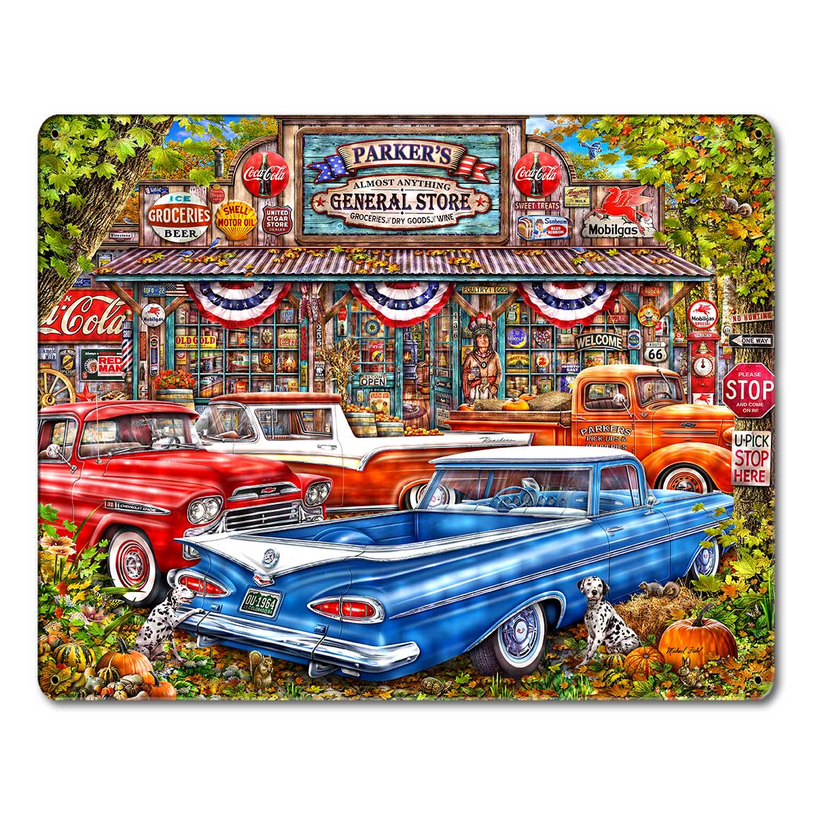 Parker's General Store Trucks 15 X 12 vintage metal sign