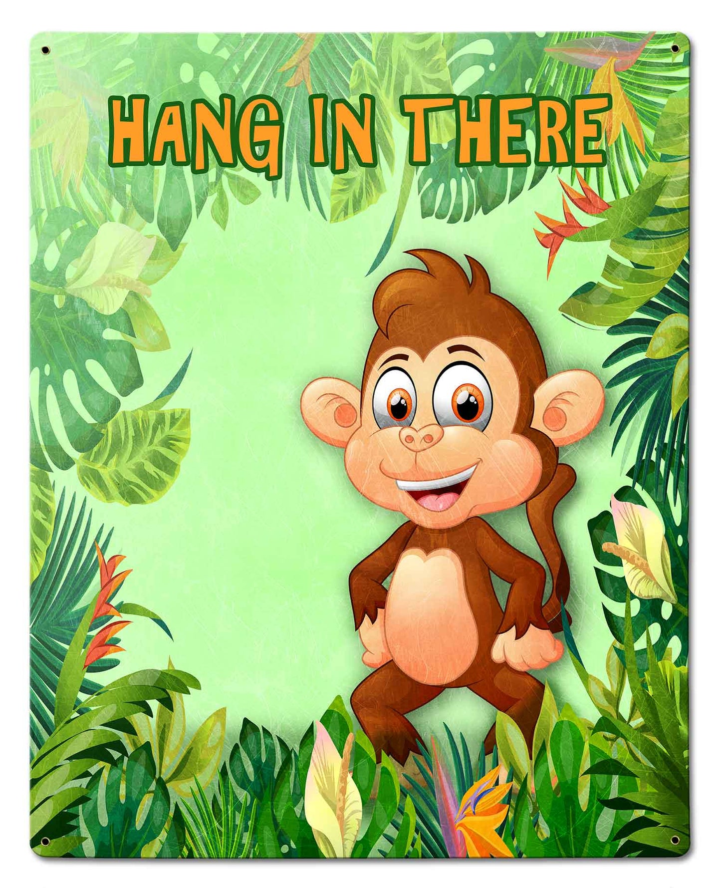 Hang In There Monkey 24 x 30 Custom Shape